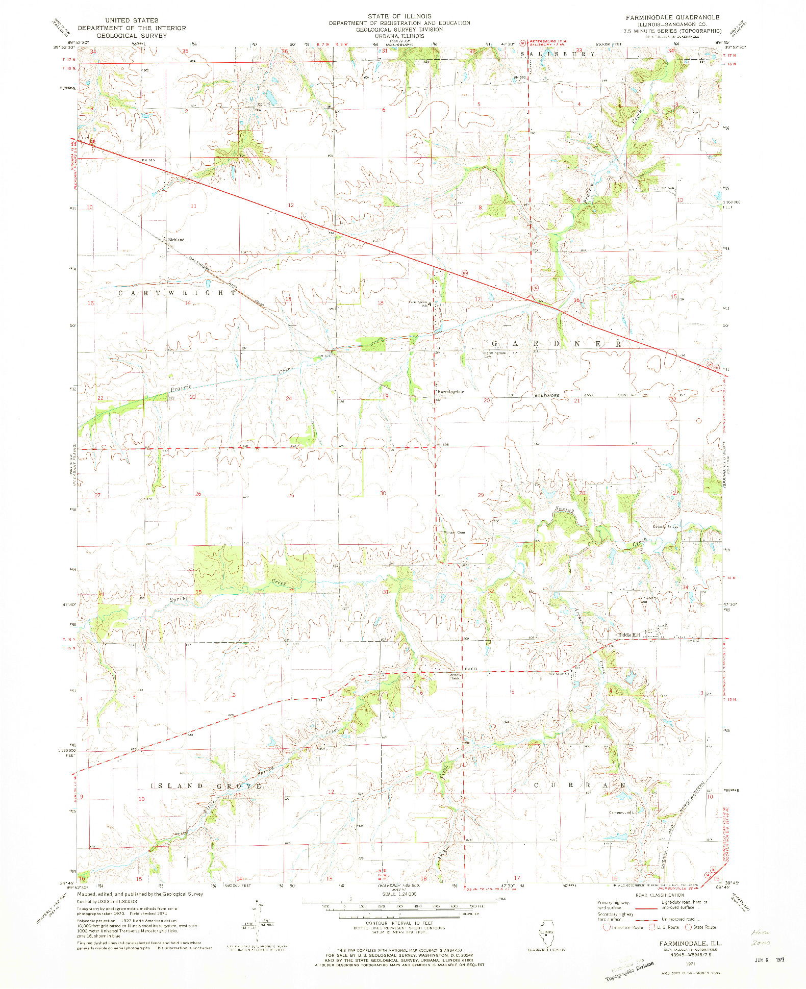 USGS 1:24000-SCALE QUADRANGLE FOR FARMINGDALE, IL 1971