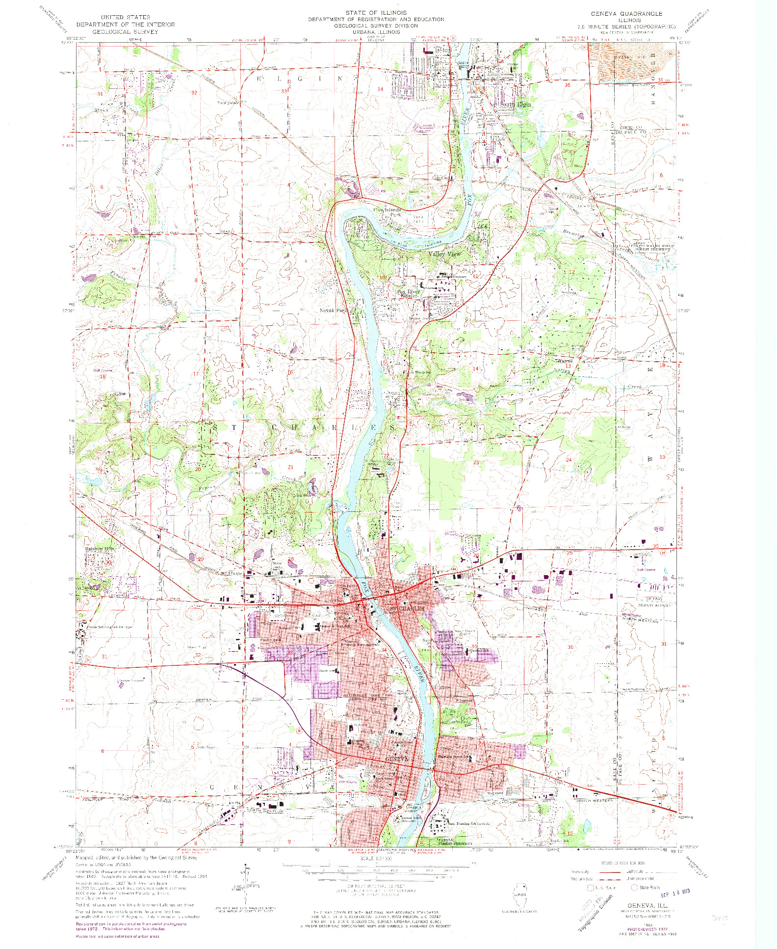 USGS 1:24000-SCALE QUADRANGLE FOR GENEVA, IL 1964