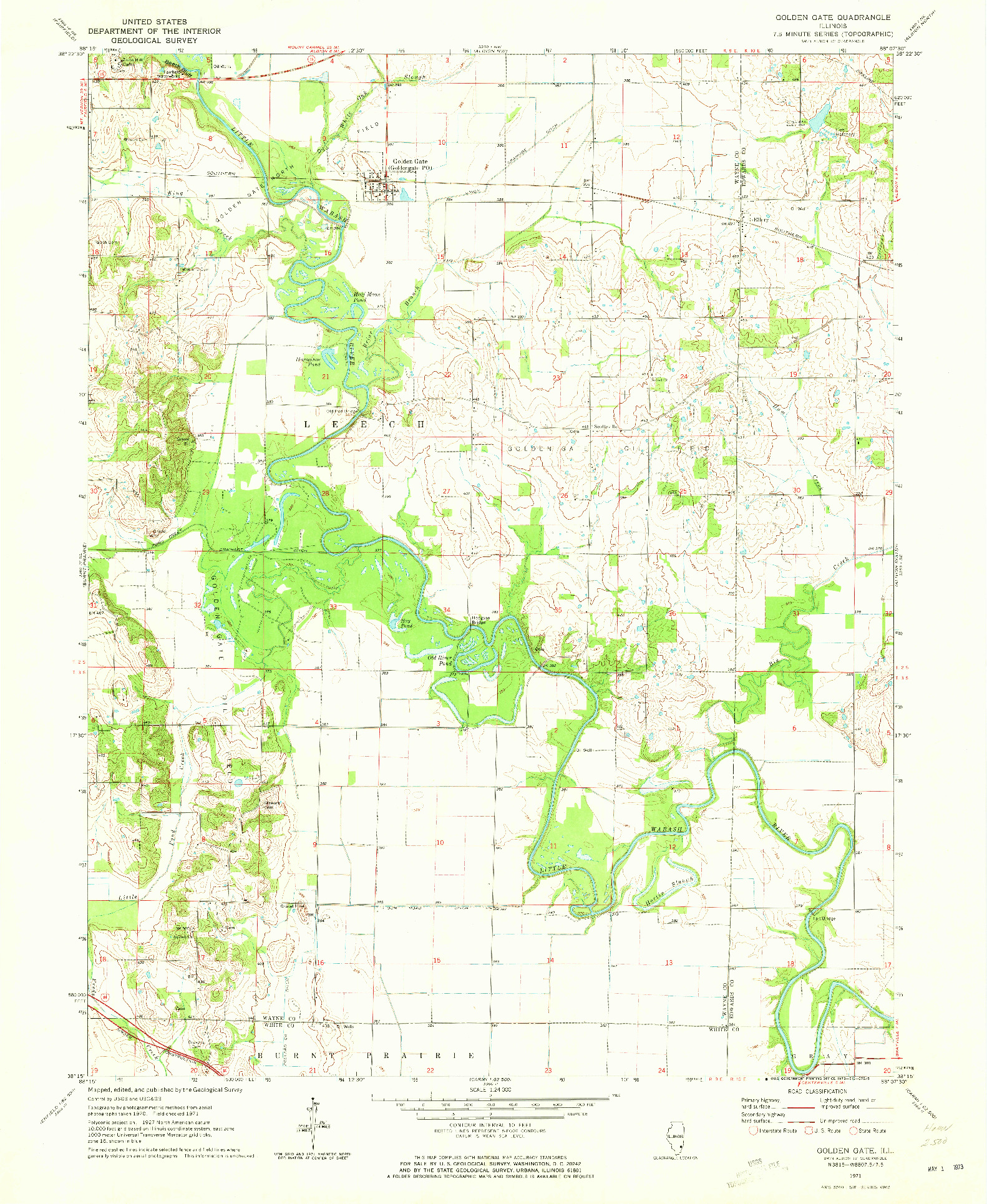 USGS 1:24000-SCALE QUADRANGLE FOR GOLDEN GATE, IL 1971