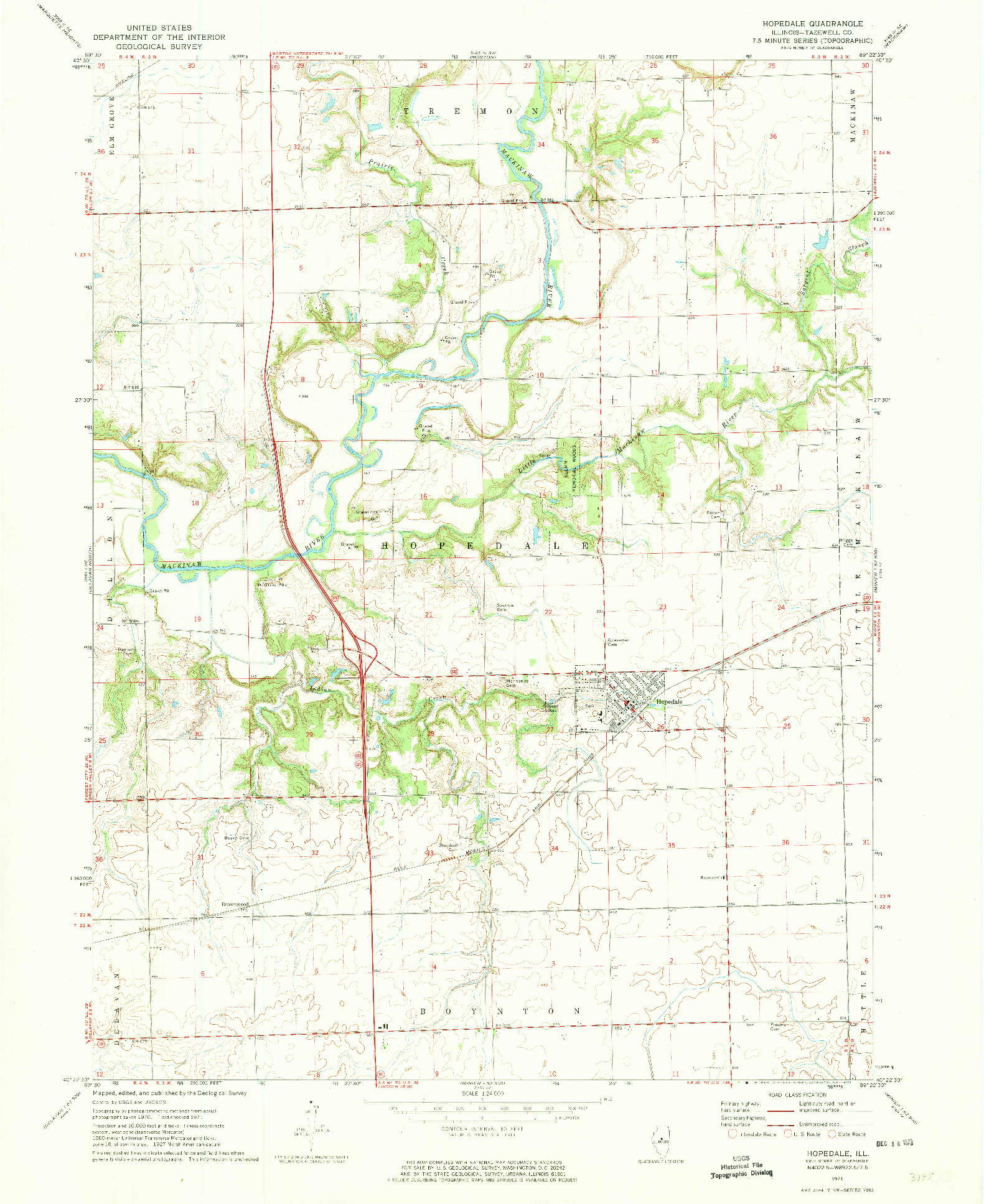 USGS 1:24000-SCALE QUADRANGLE FOR HOPEDALE, IL 1971
