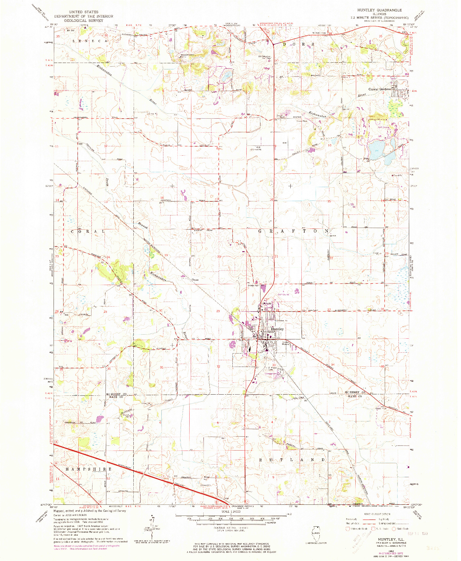 USGS 1:24000-SCALE QUADRANGLE FOR HUNTLEY, IL 1972