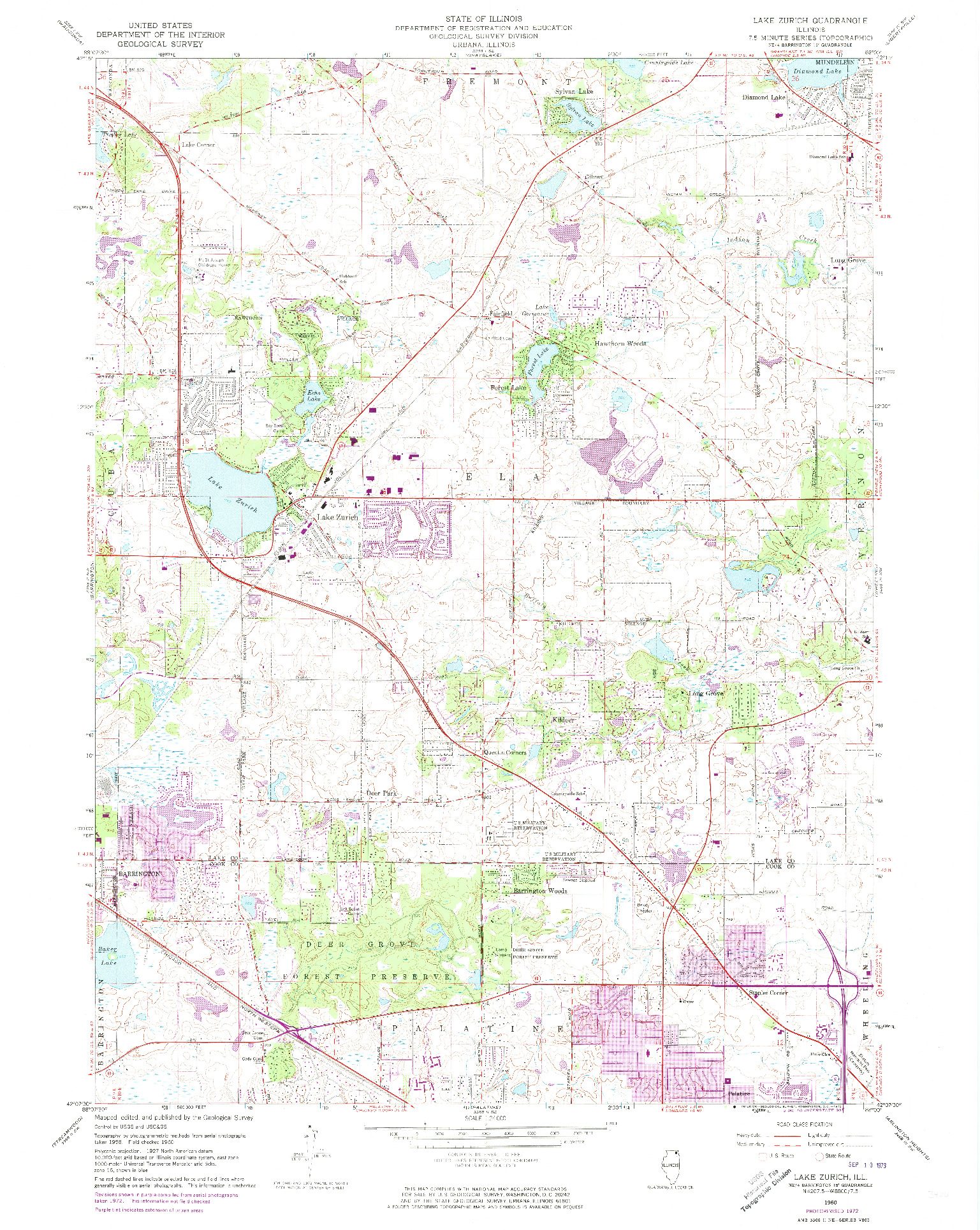 USGS 1:24000-SCALE QUADRANGLE FOR LAKE ZURICH, IL 1960