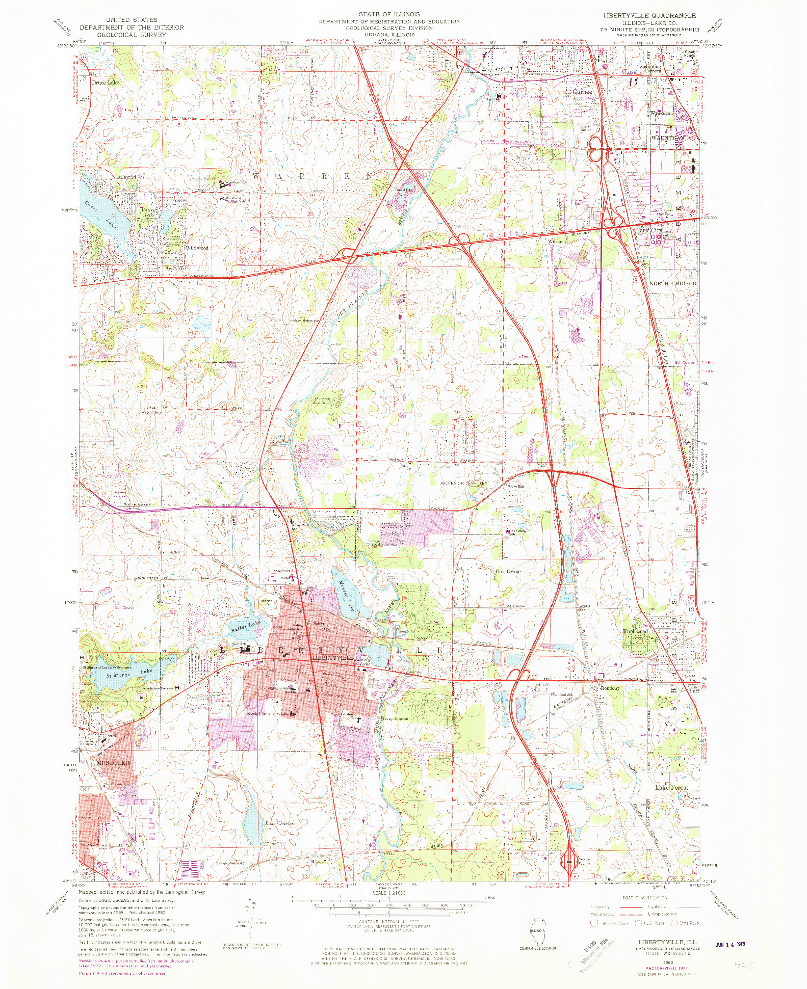 USGS 1:24000-SCALE QUADRANGLE FOR LIBERTYVILLE, IL 1960