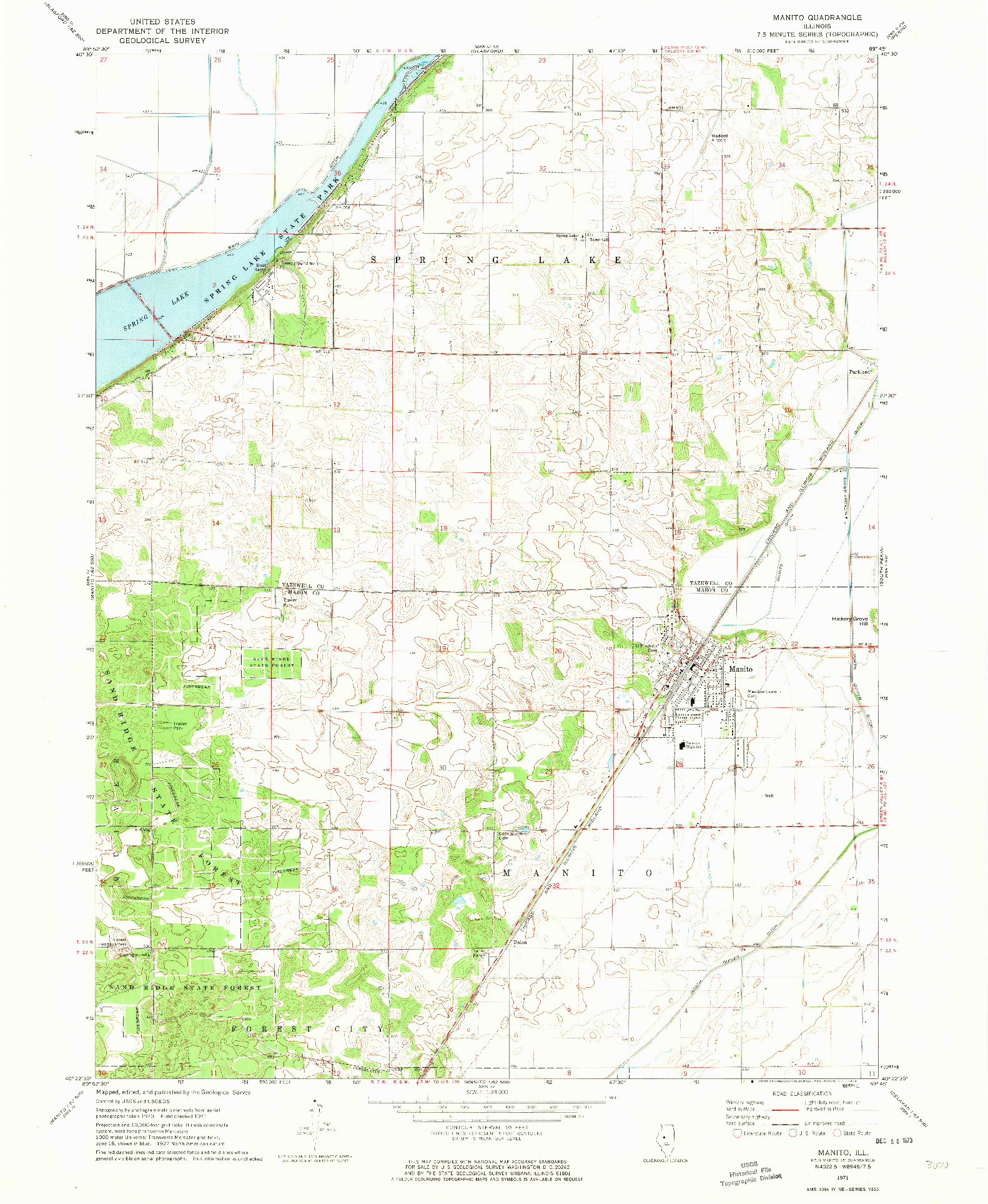 USGS 1:24000-SCALE QUADRANGLE FOR MANITO, IL 1971