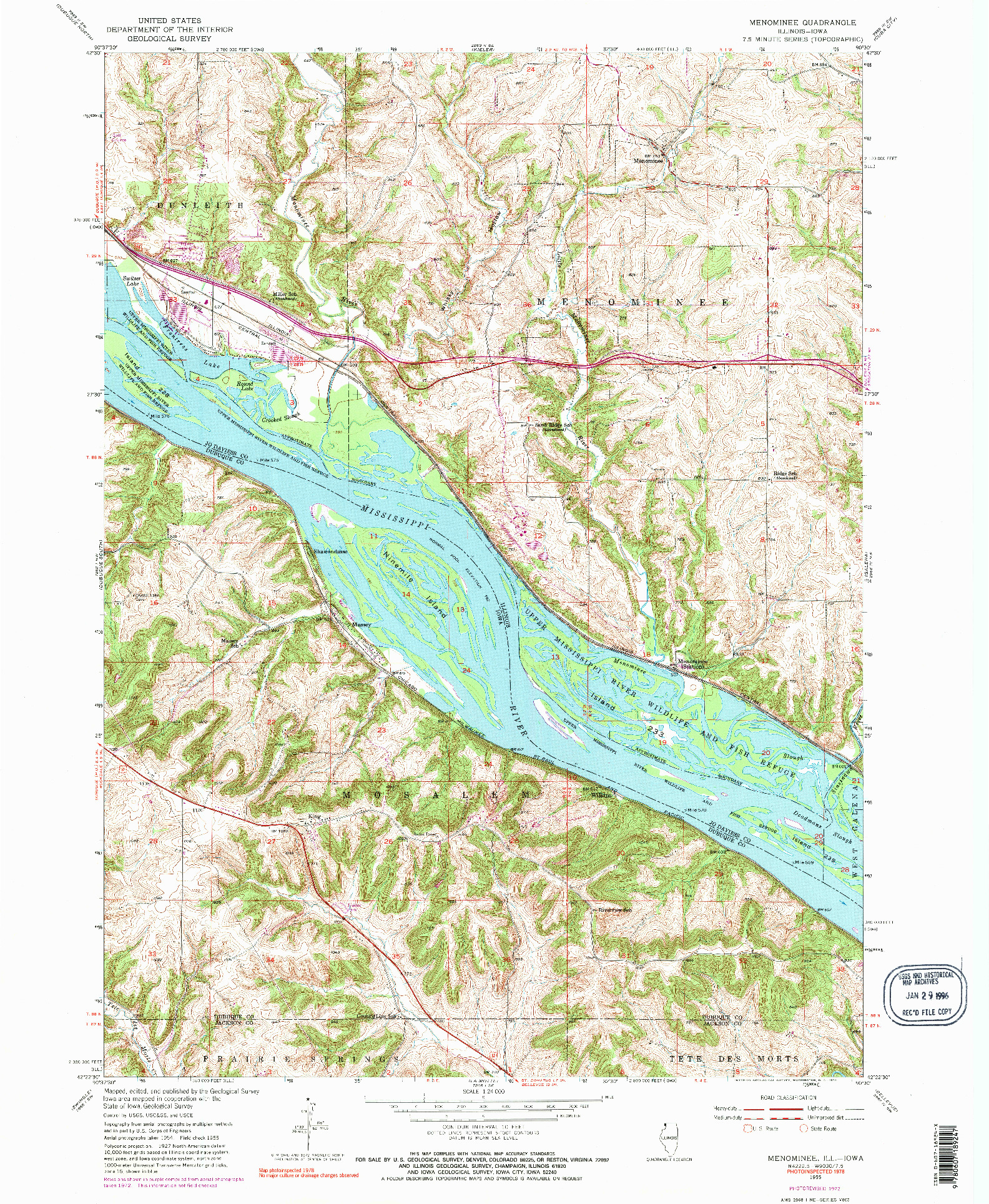 USGS 1:24000-SCALE QUADRANGLE FOR MENOMINEE, IL 1955