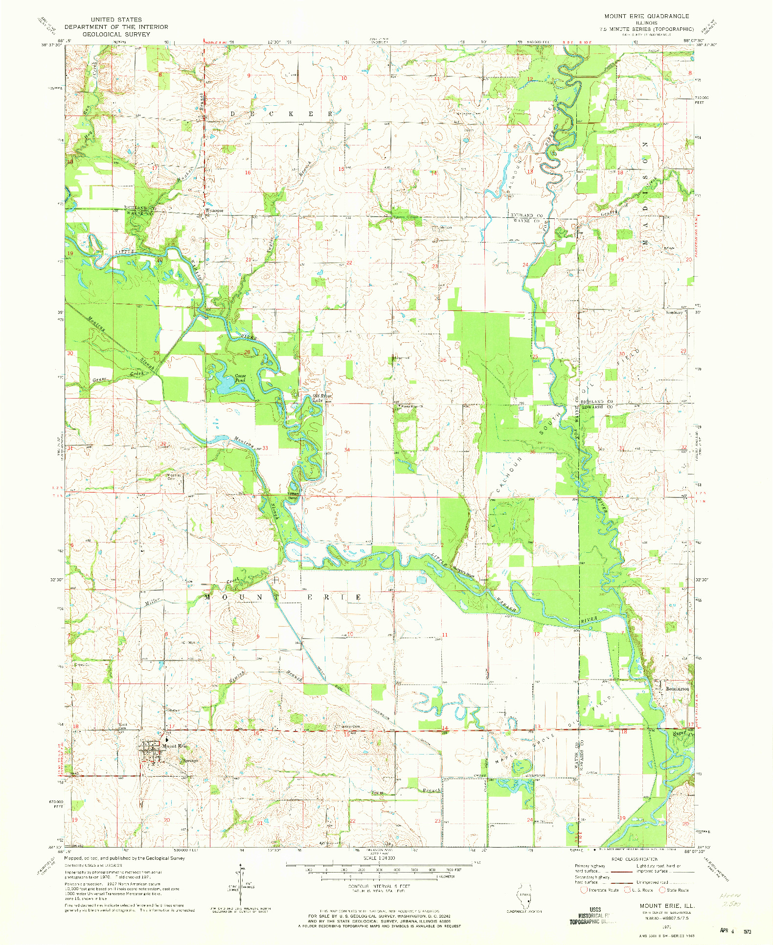 USGS 1:24000-SCALE QUADRANGLE FOR MOUNT ERIE, IL 1971