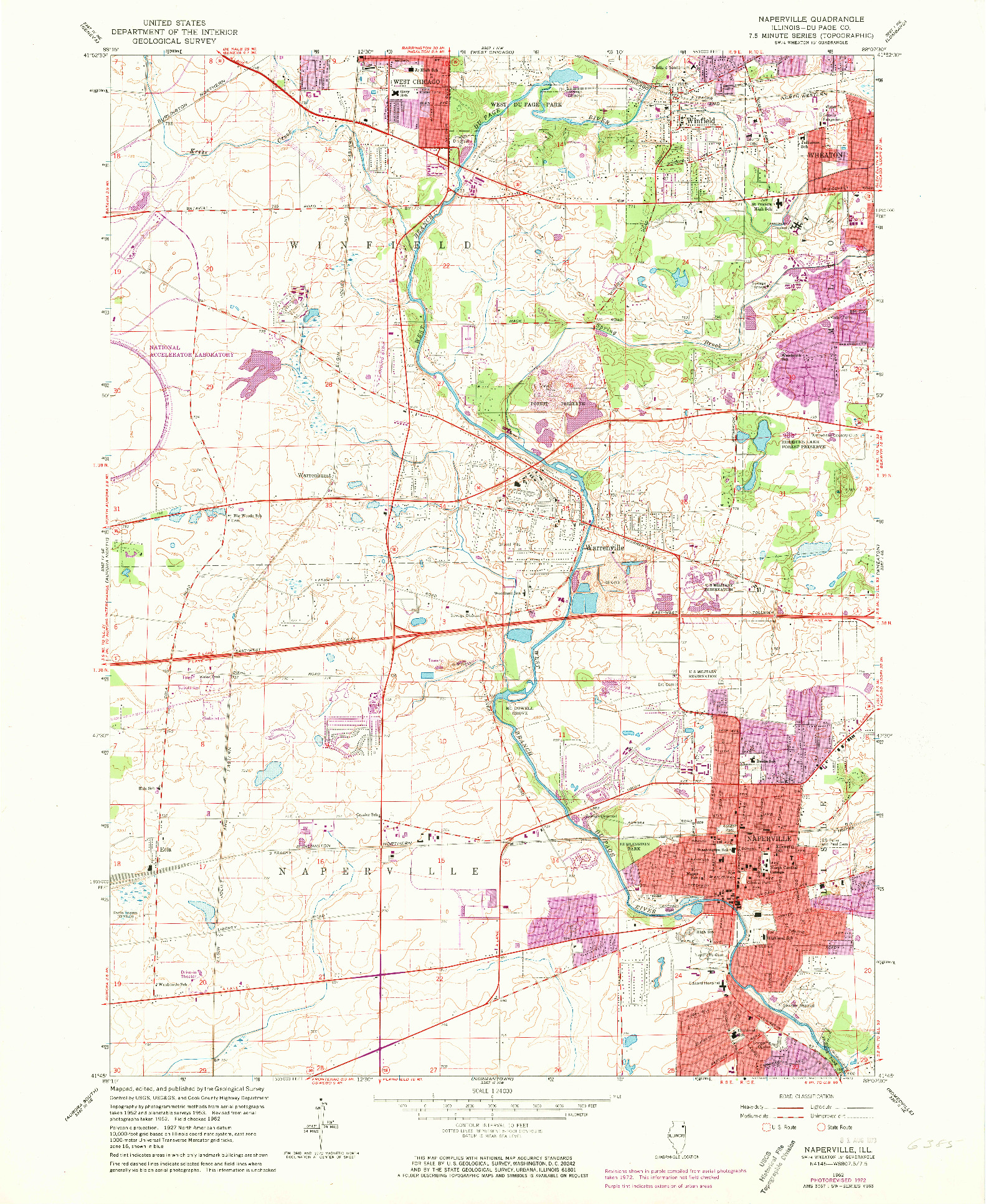 USGS 1:24000-SCALE QUADRANGLE FOR NAPERVILLE, IL 1962