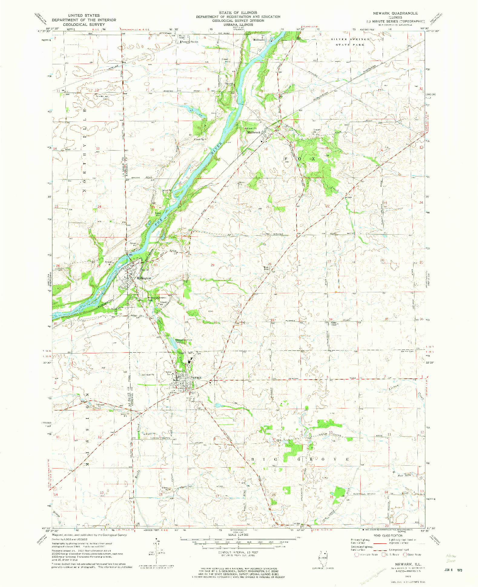 USGS 1:24000-SCALE QUADRANGLE FOR NEWARK, IL 1971