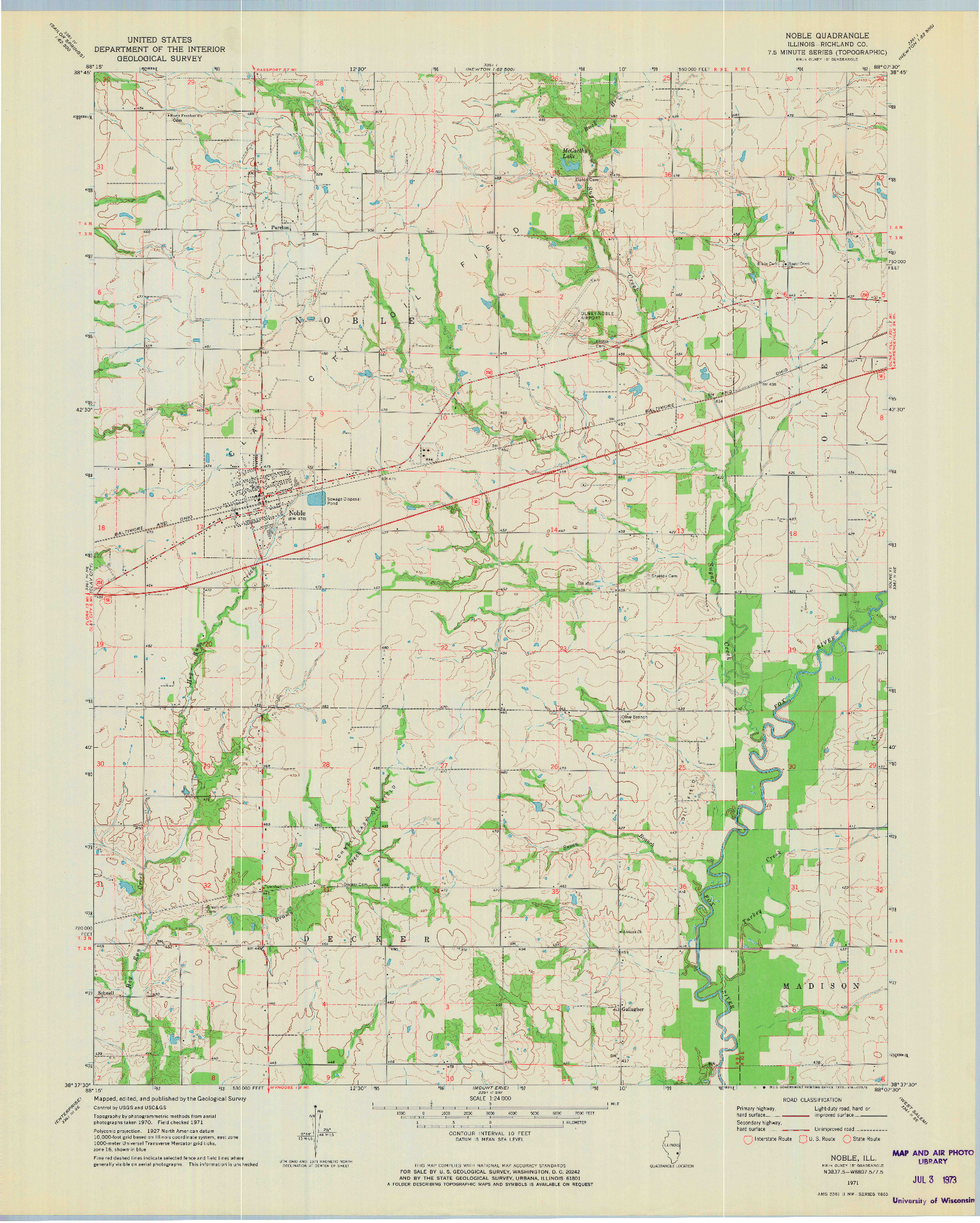 USGS 1:24000-SCALE QUADRANGLE FOR NOBLE, IL 1971