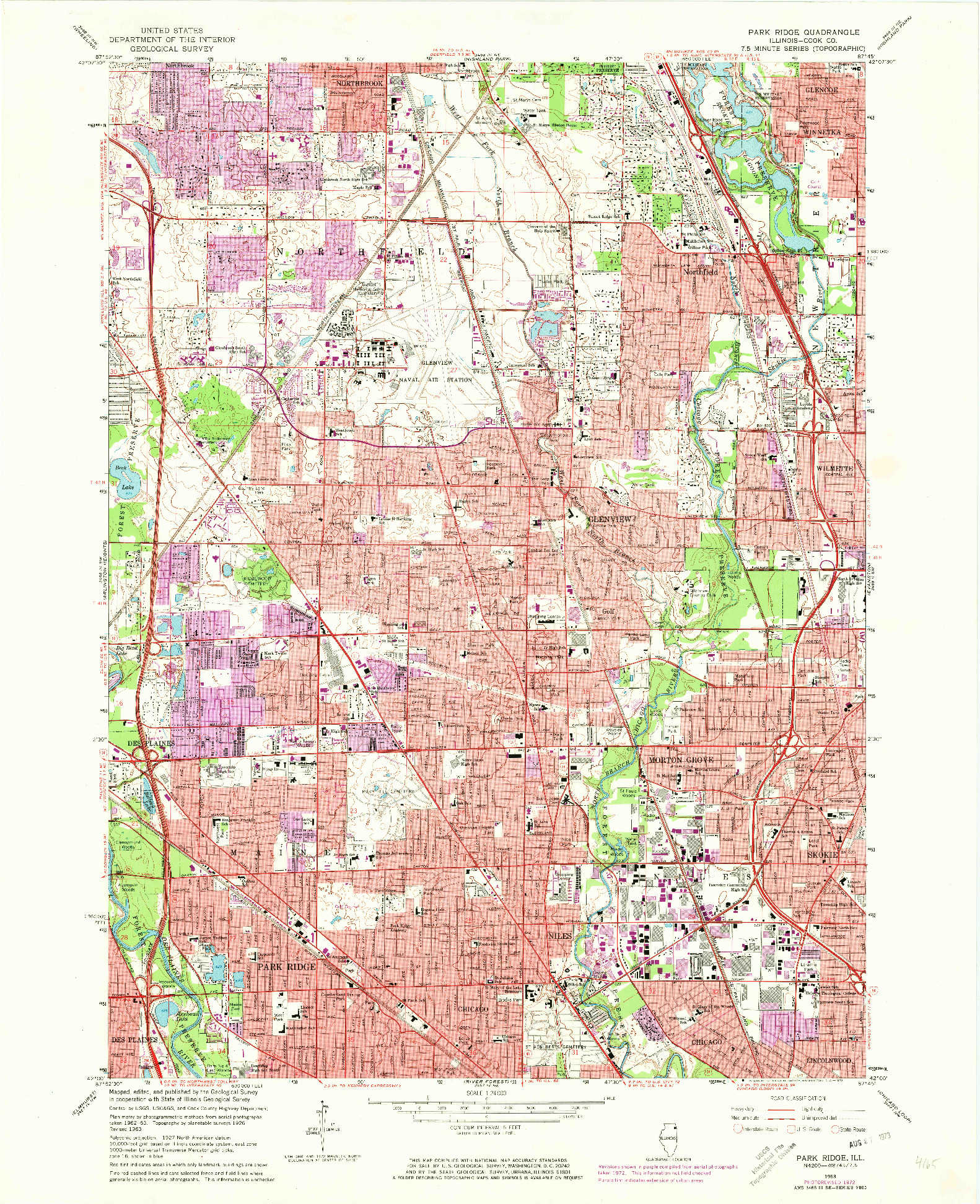 USGS 1:24000-SCALE QUADRANGLE FOR PARK RIDGE, IL 1963
