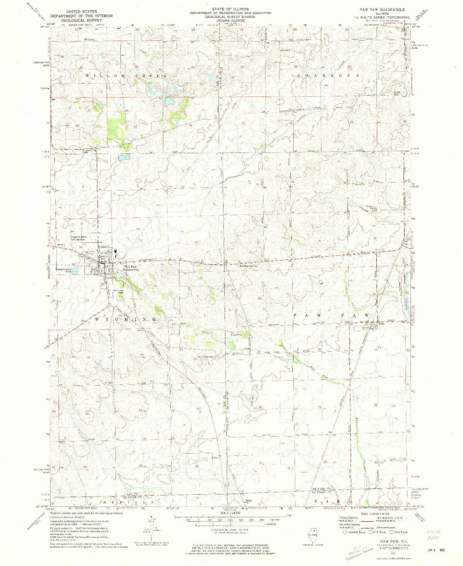 USGS 1:24000-SCALE QUADRANGLE FOR PAW PAW, IL 1971