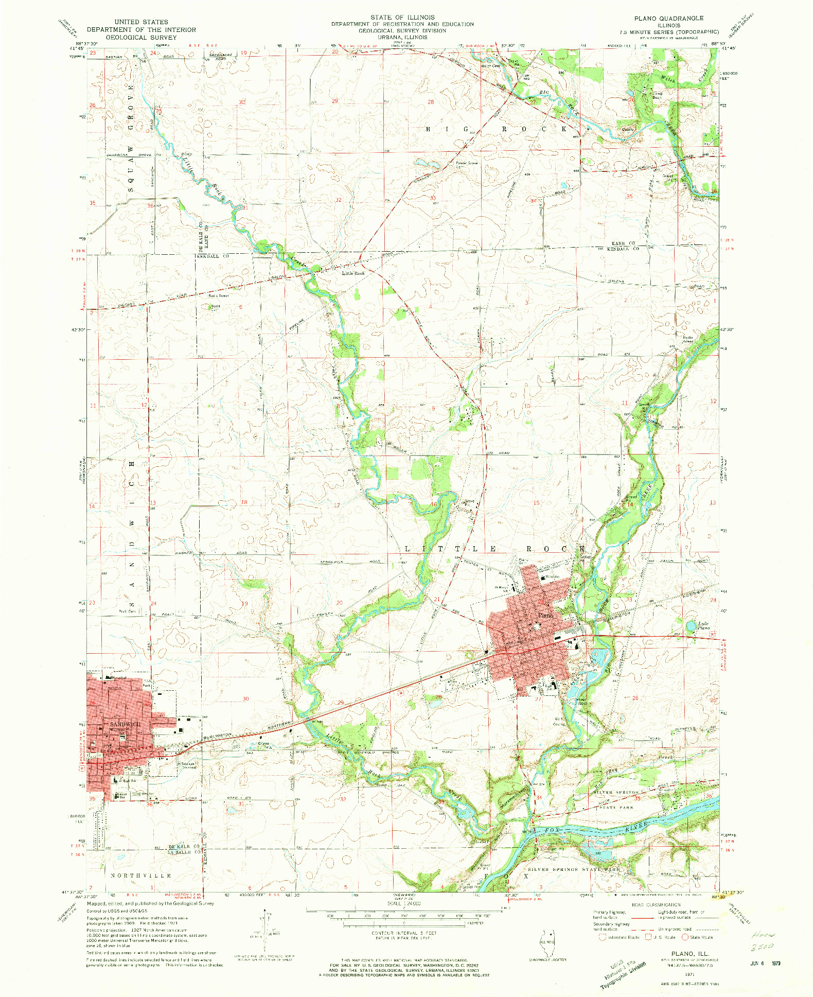 USGS 1:24000-SCALE QUADRANGLE FOR PLANO, IL 1971