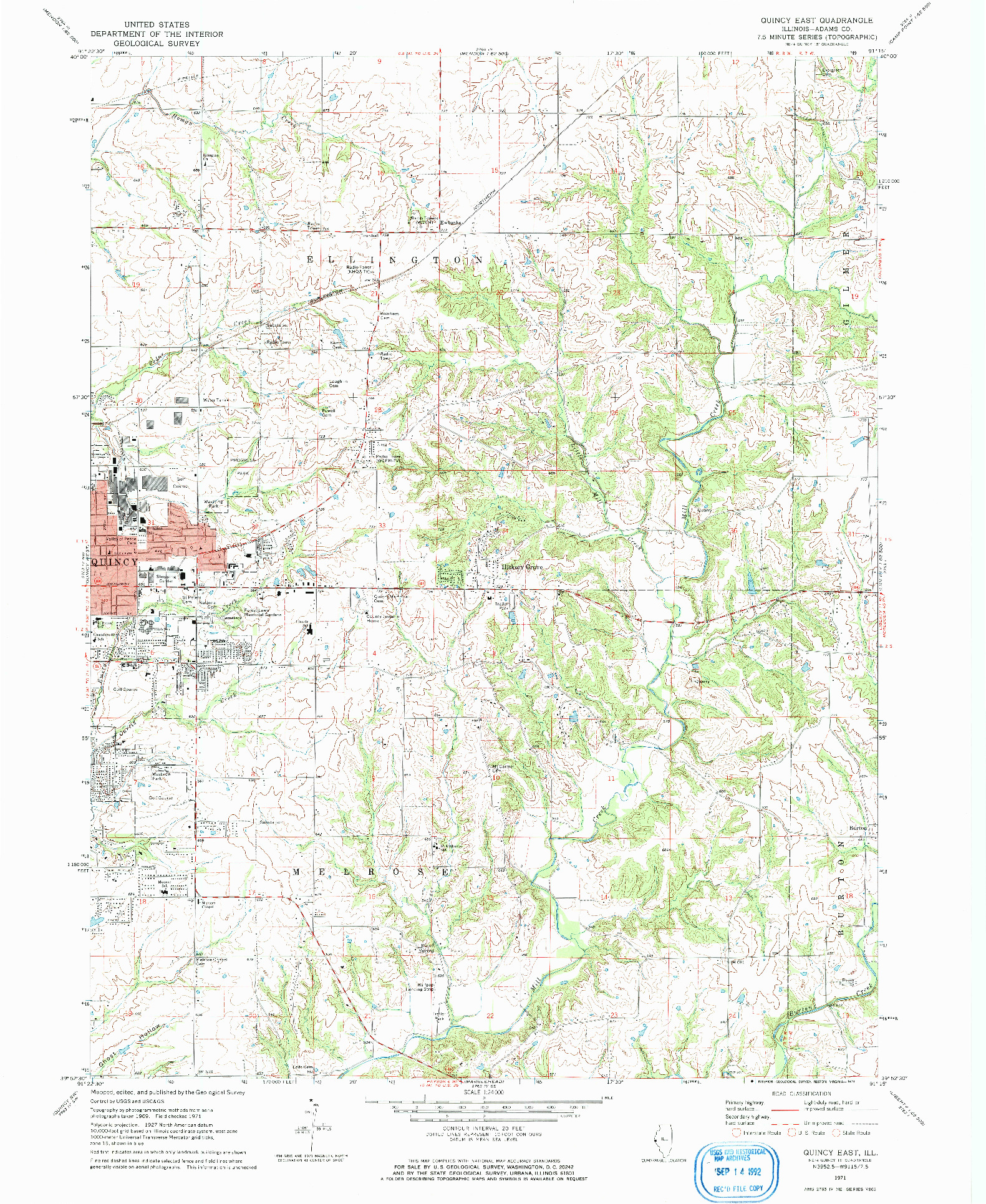 USGS 1:24000-SCALE QUADRANGLE FOR QUINCY EAST, IL 1971