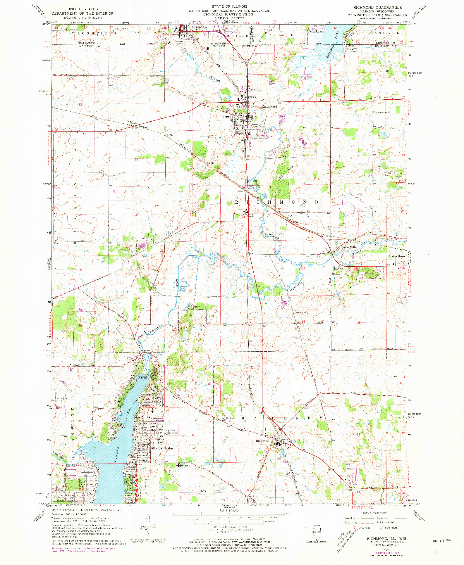 USGS 1:24000-SCALE QUADRANGLE FOR RICHMOND, IL 1963