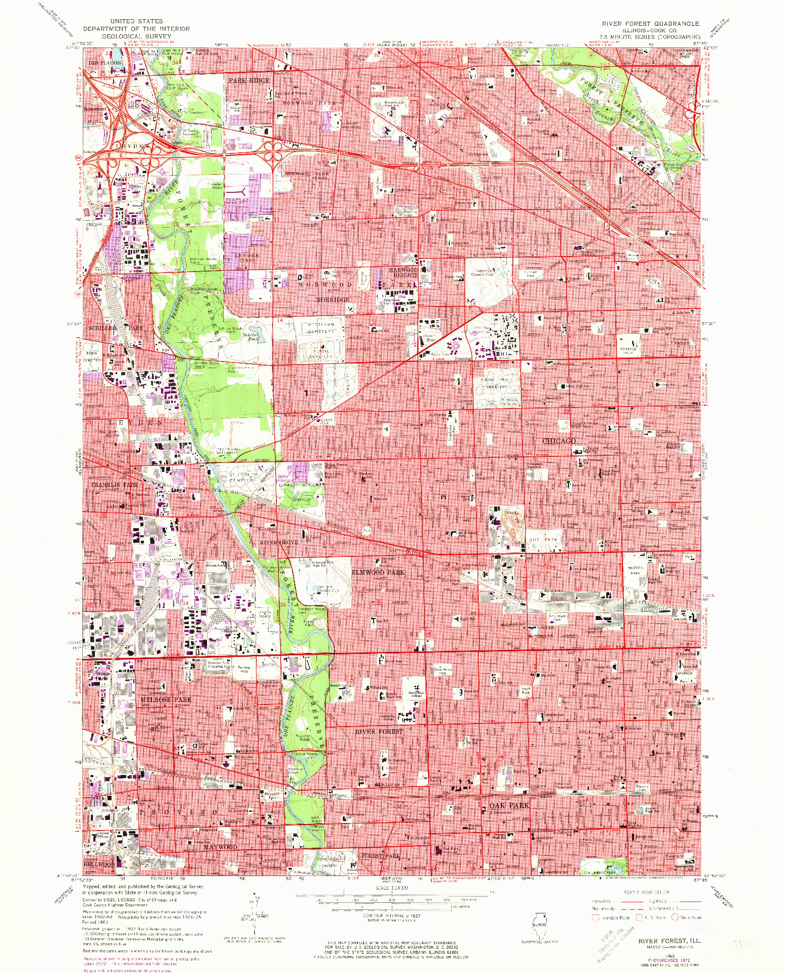 USGS 1:24000-SCALE QUADRANGLE FOR RIVER FOREST, IL 1963