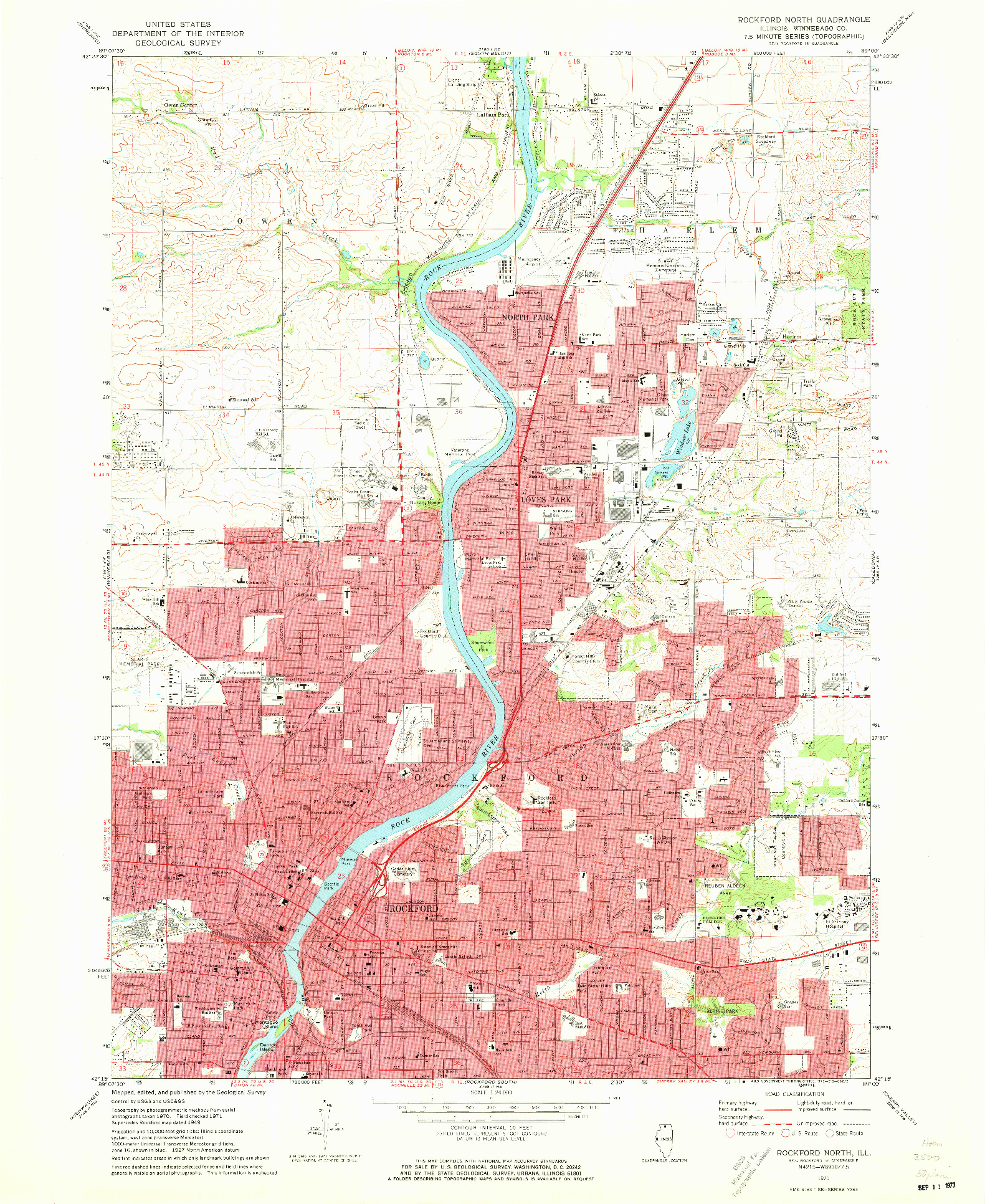 USGS 1:24000-SCALE QUADRANGLE FOR ROCKFORD NORTH, IL 1971