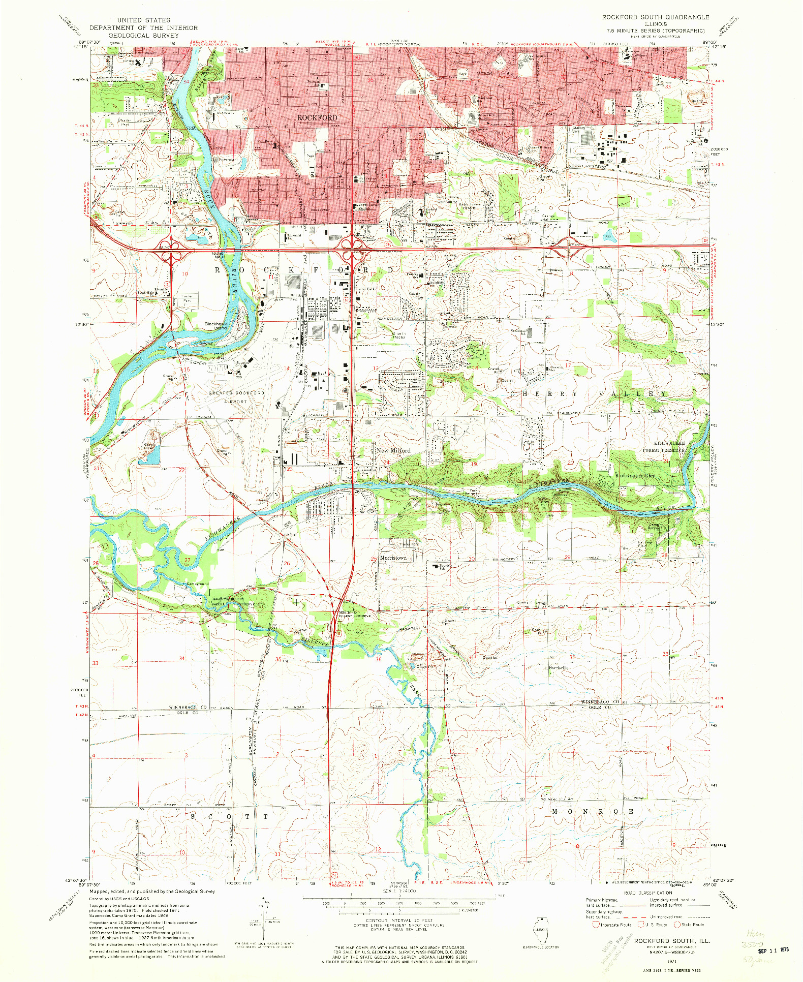 USGS 1:24000-SCALE QUADRANGLE FOR ROCKFORD SOUTH, IL 1971
