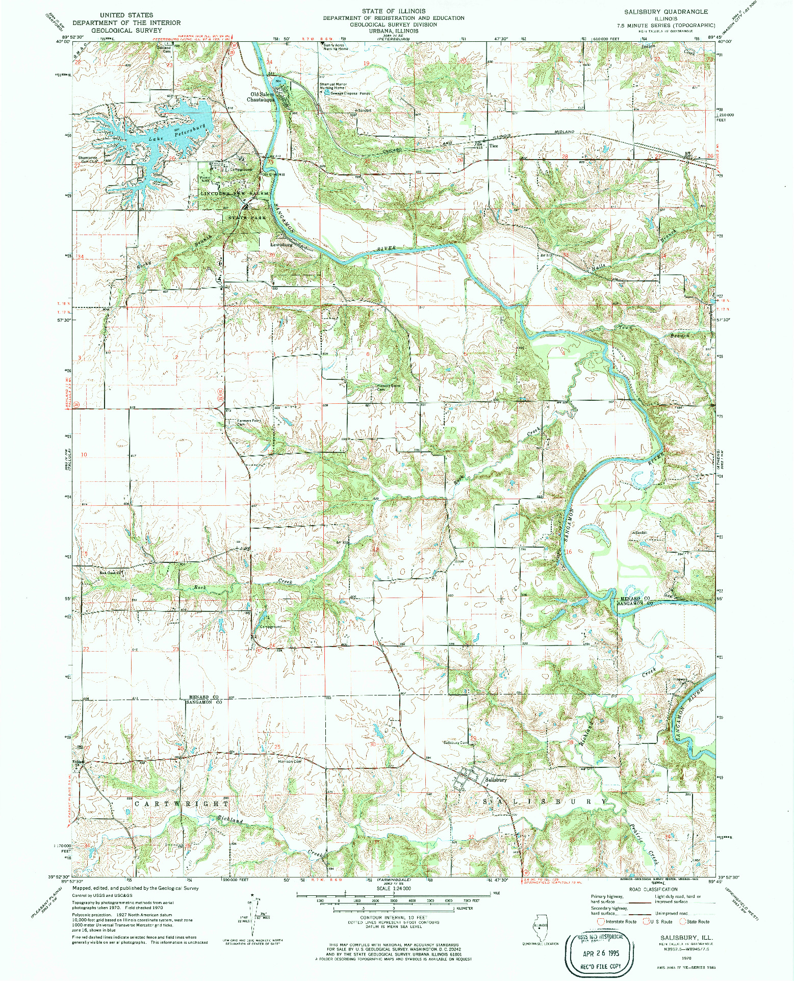 USGS 1:24000-SCALE QUADRANGLE FOR SALISBURY, IL 1970