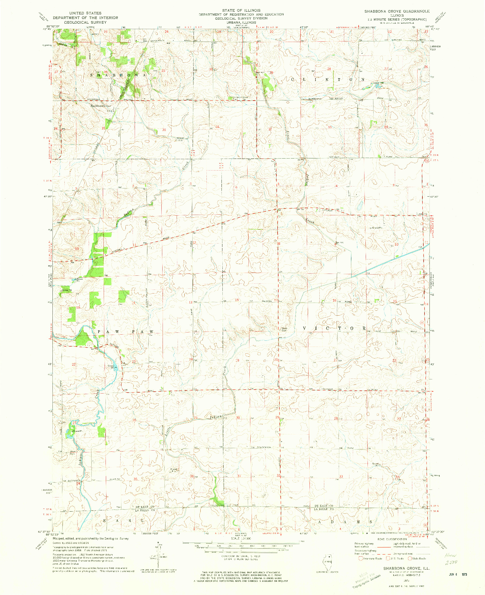 USGS 1:24000-SCALE QUADRANGLE FOR SHABBONA GROVE, IL 1971