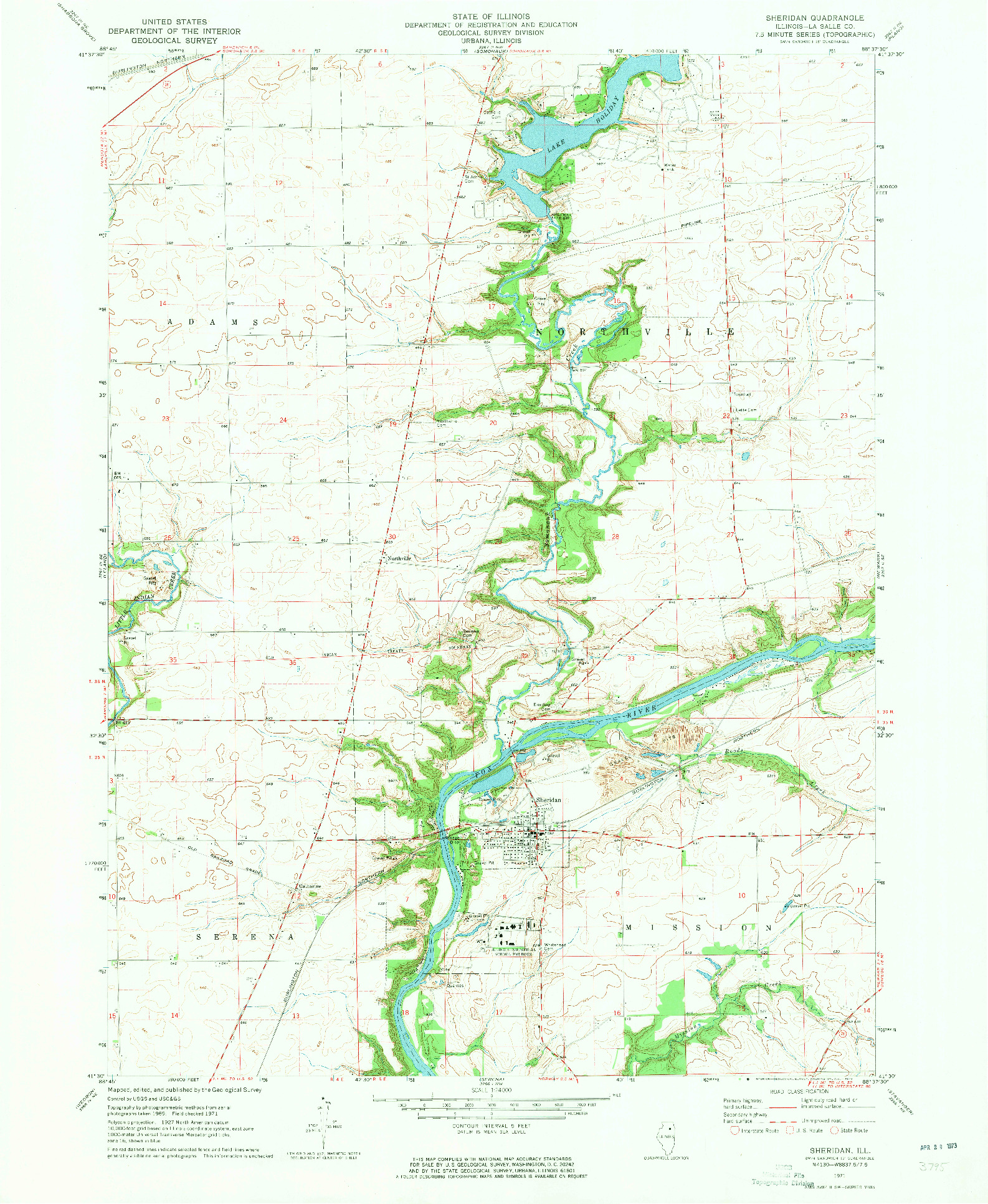 USGS 1:24000-SCALE QUADRANGLE FOR SHERIDAN, IL 1971