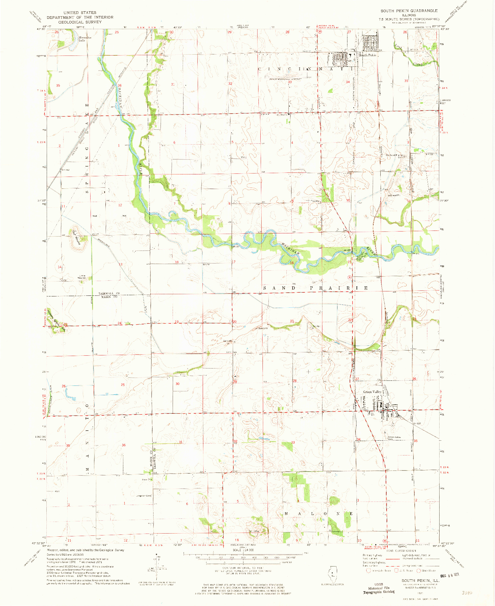USGS 1:24000-SCALE QUADRANGLE FOR SOUTH PEKIN, IL 1971