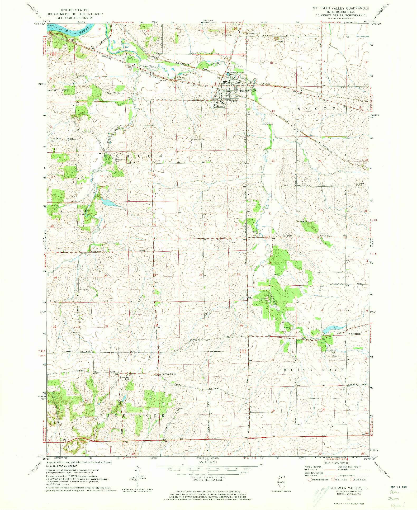 USGS 1:24000-SCALE QUADRANGLE FOR STILLMAN VALLEY, IL 1971