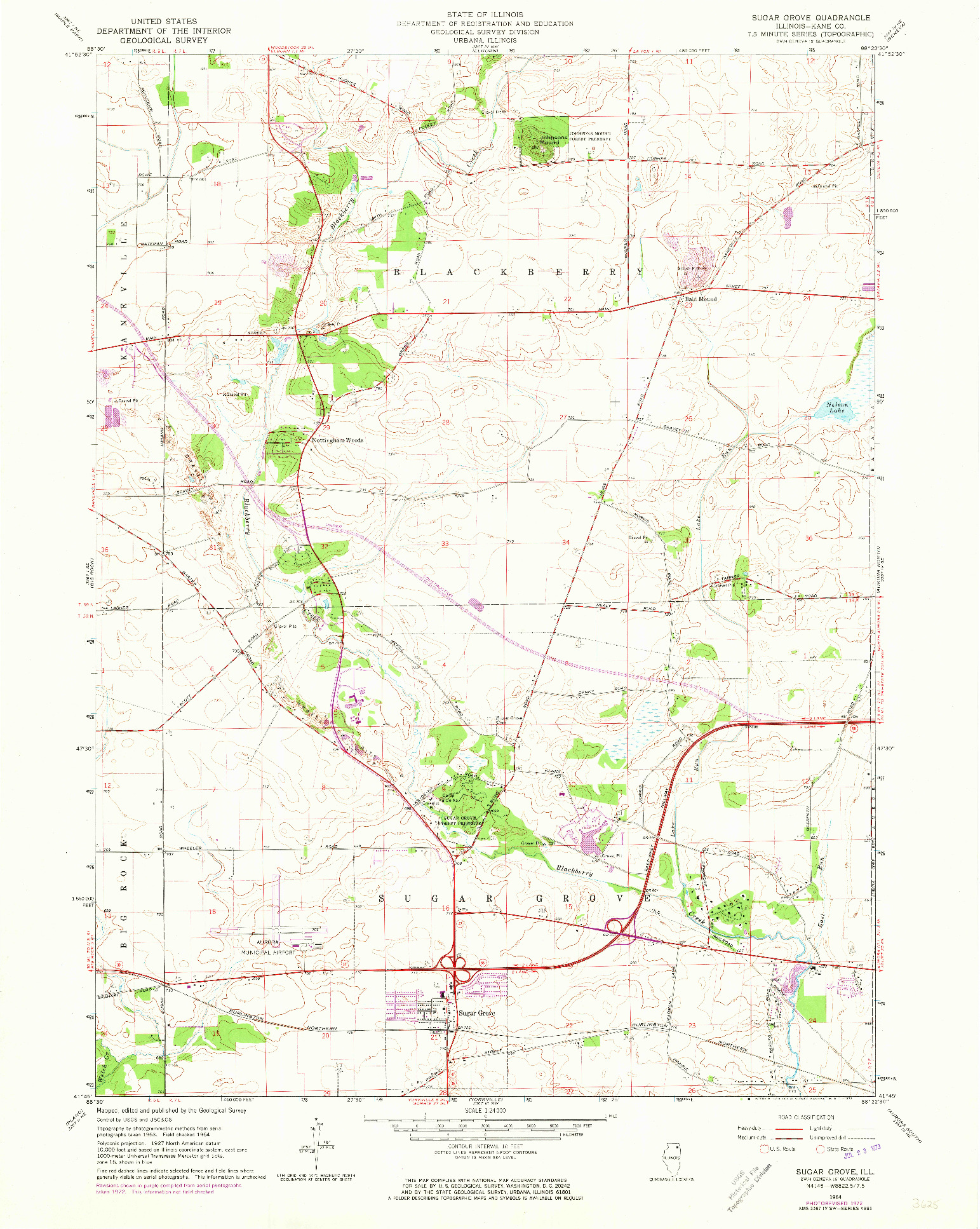 USGS 1:24000-SCALE QUADRANGLE FOR SUGAR GROVE, IL 1964