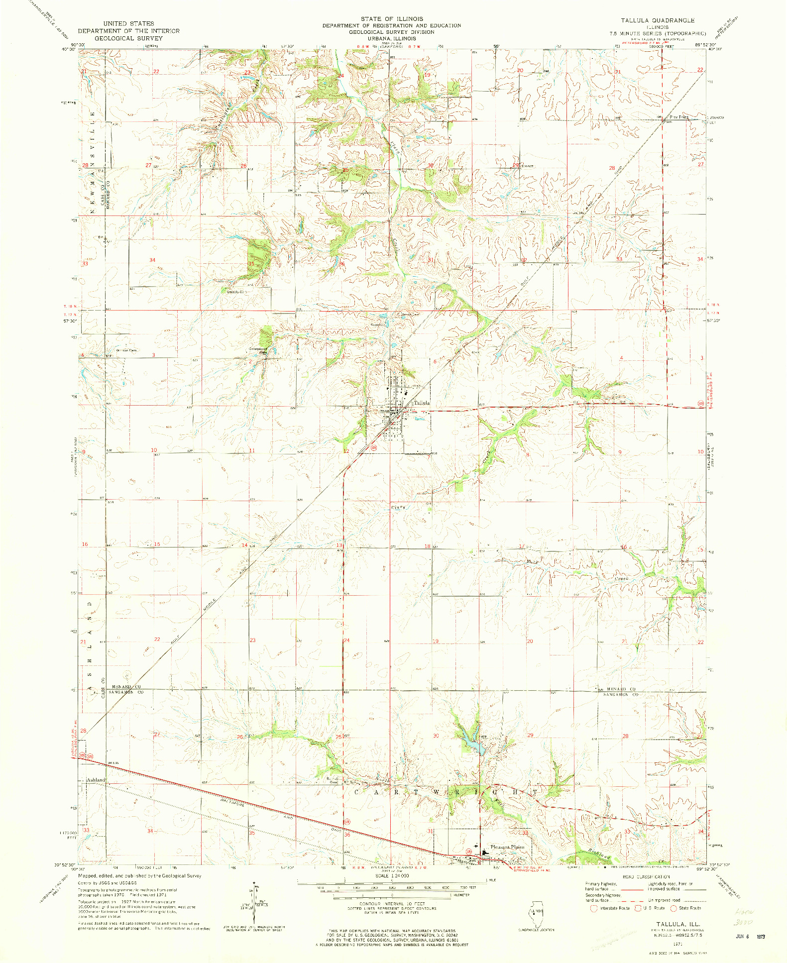 USGS 1:24000-SCALE QUADRANGLE FOR TALLULA, IL 1971