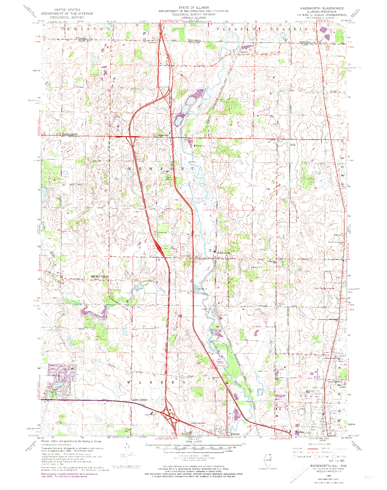 USGS 1:24000-SCALE QUADRANGLE FOR WADSWORTH, IL 1960