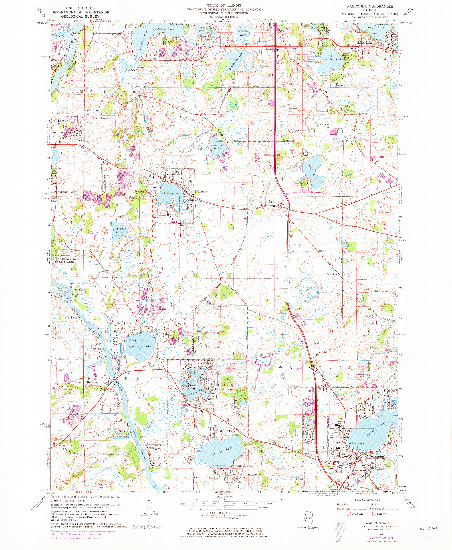 USGS 1:24000-SCALE QUADRANGLE FOR WAUCONDA, IL 1960