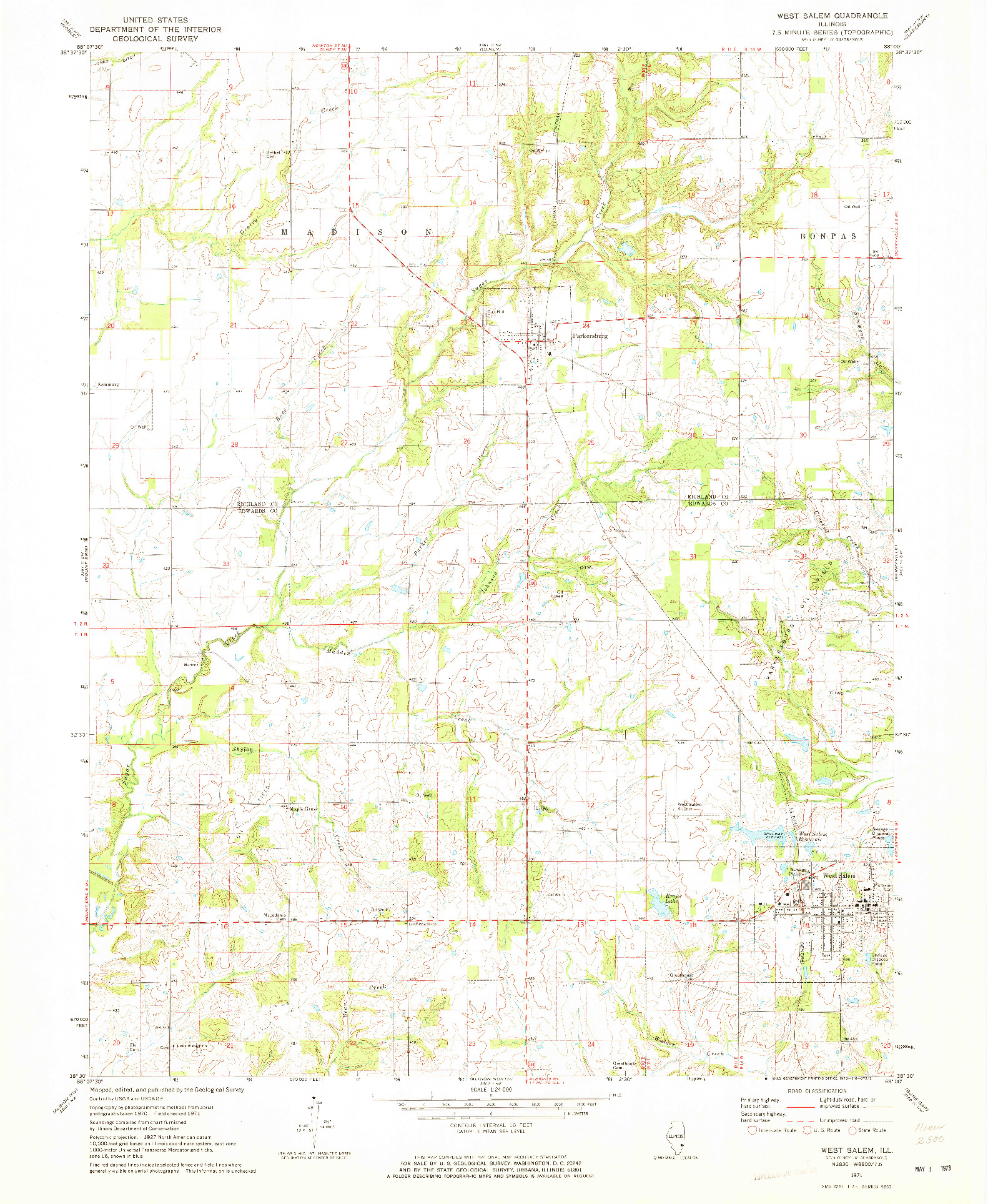 USGS 1:24000-SCALE QUADRANGLE FOR WEST SALEM, IL 1971