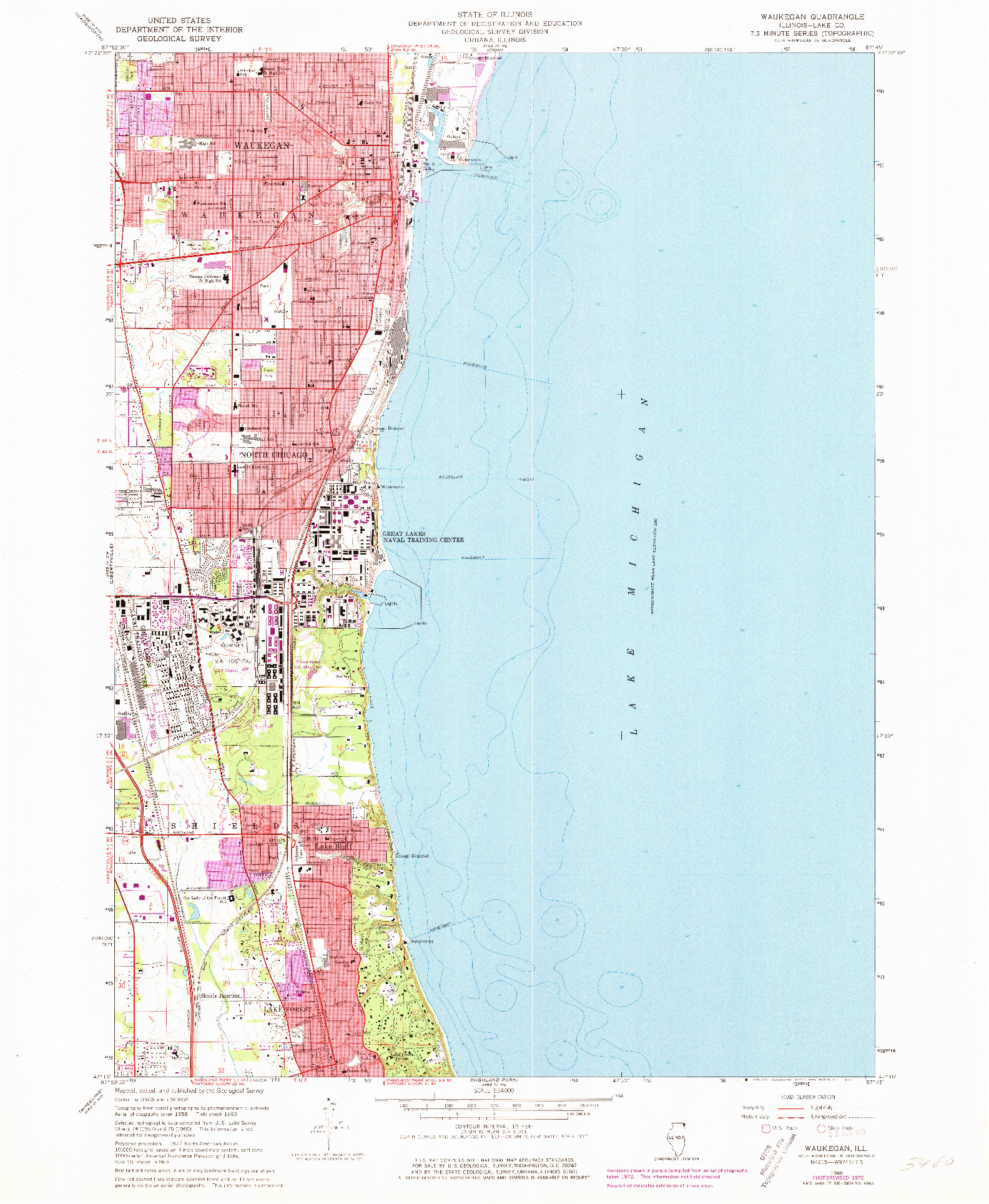 USGS 1:24000-SCALE QUADRANGLE FOR WEUKEGAN, IL 1960