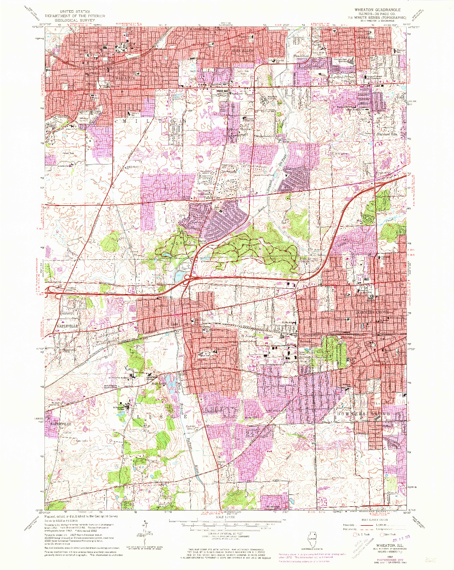 USGS 1:24000-SCALE QUADRANGLE FOR WHEATON, IL 1962