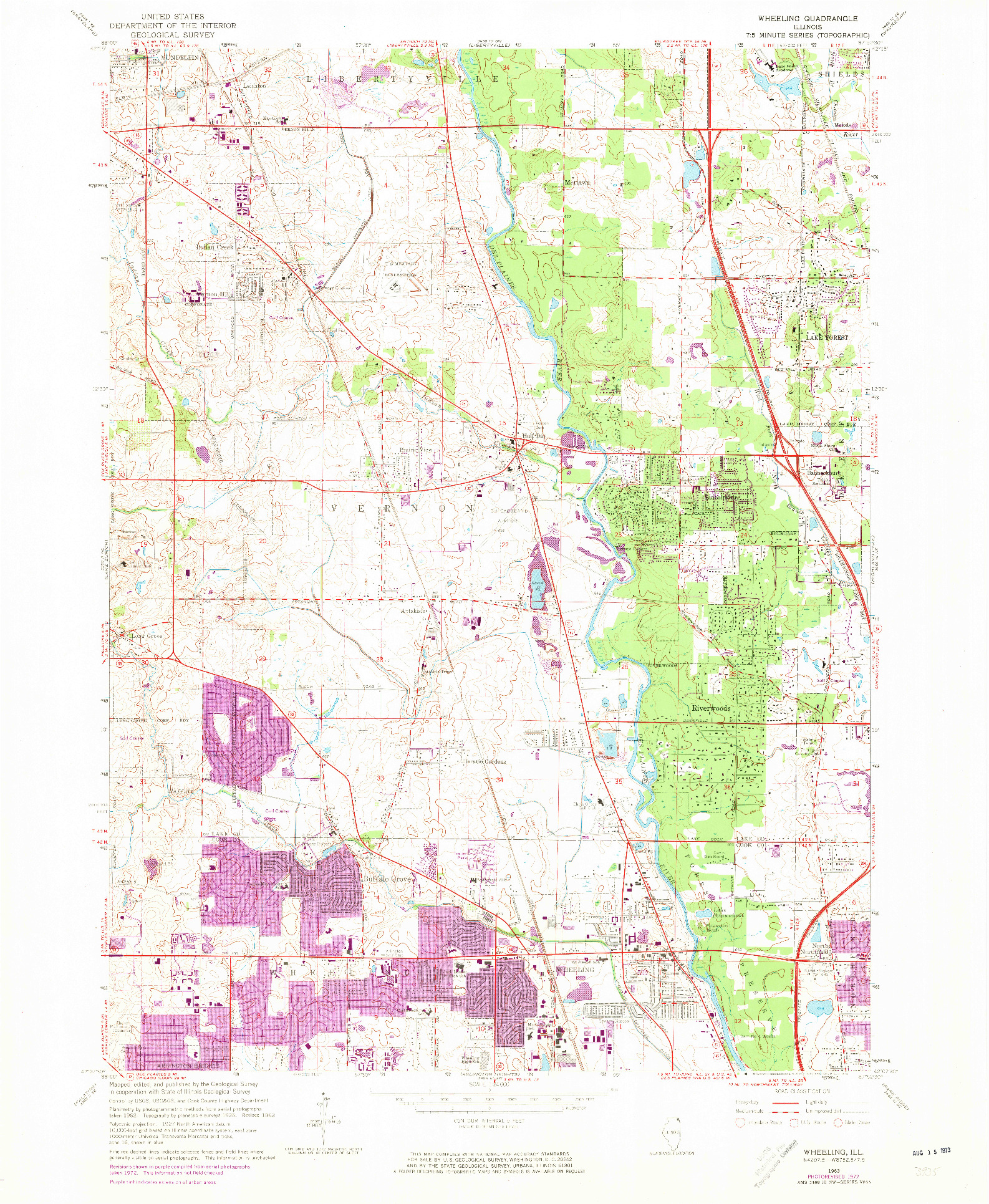 USGS 1:24000-SCALE QUADRANGLE FOR WHEELING, IL 1963