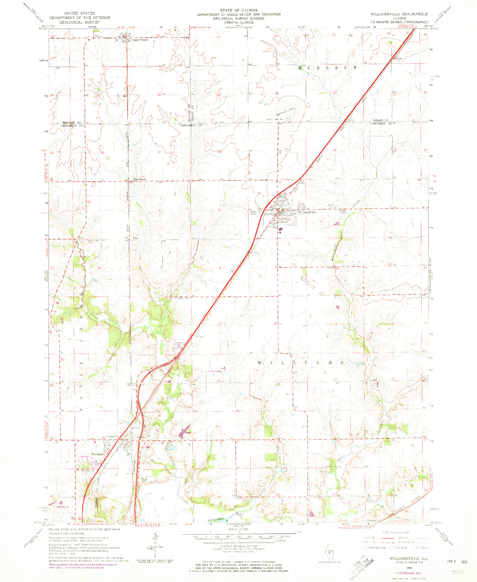 USGS 1:24000-SCALE QUADRANGLE FOR WILLIAMSVILLE, IL 1966