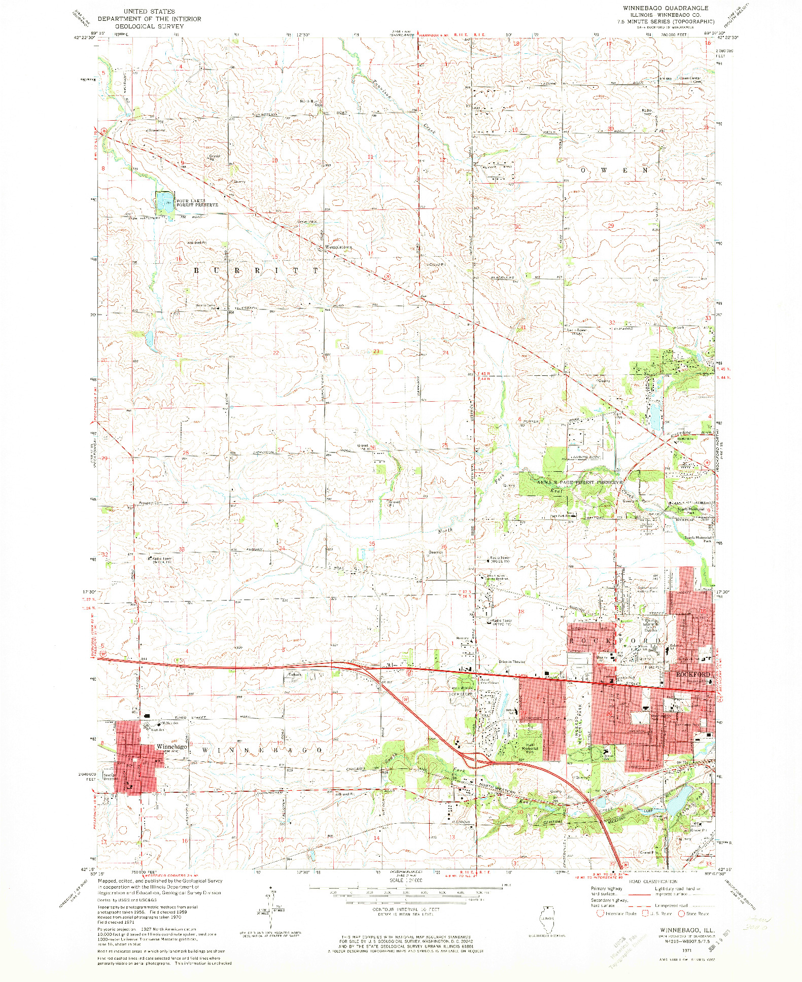 USGS 1:24000-SCALE QUADRANGLE FOR WINNEBAGO, IL 1971