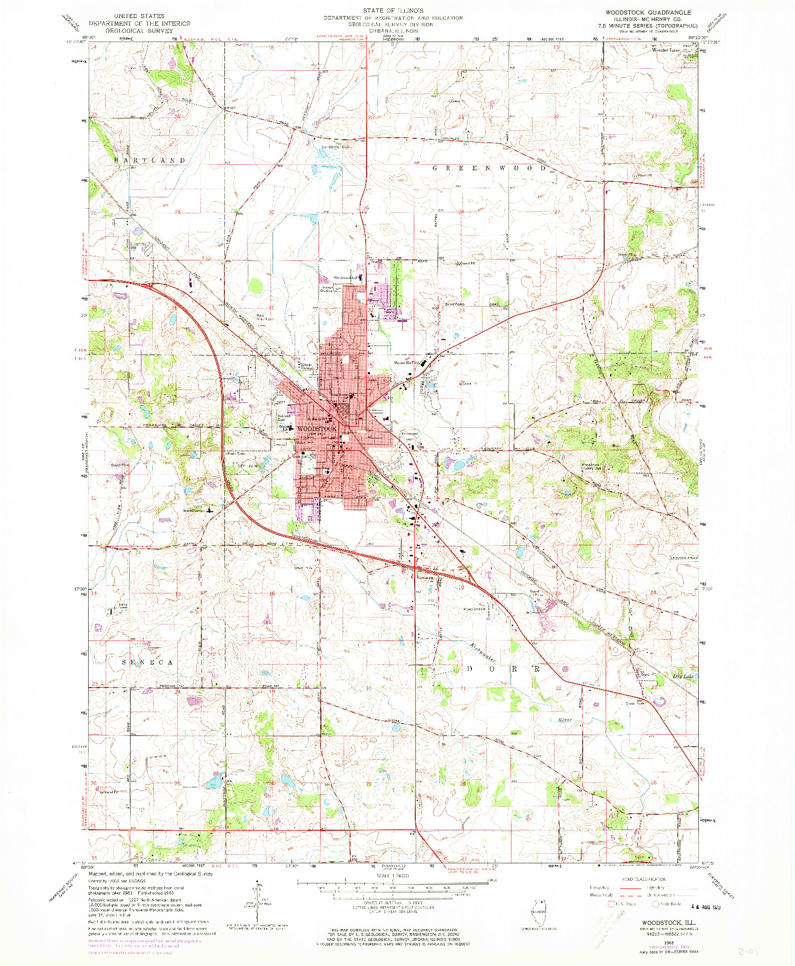 USGS 1:24000-SCALE QUADRANGLE FOR WOODSTOCK, IL 1963