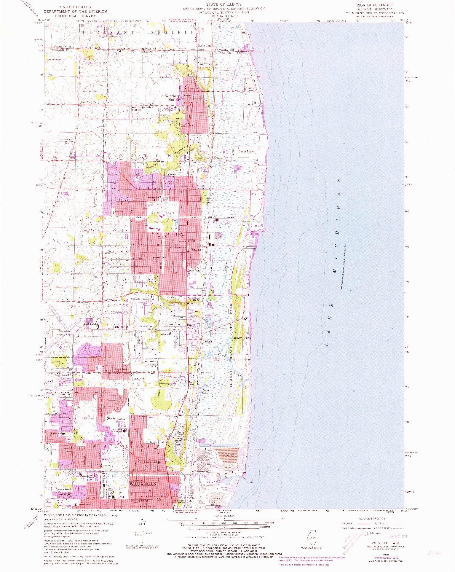 USGS 1:24000-SCALE QUADRANGLE FOR ZION, IL 1960