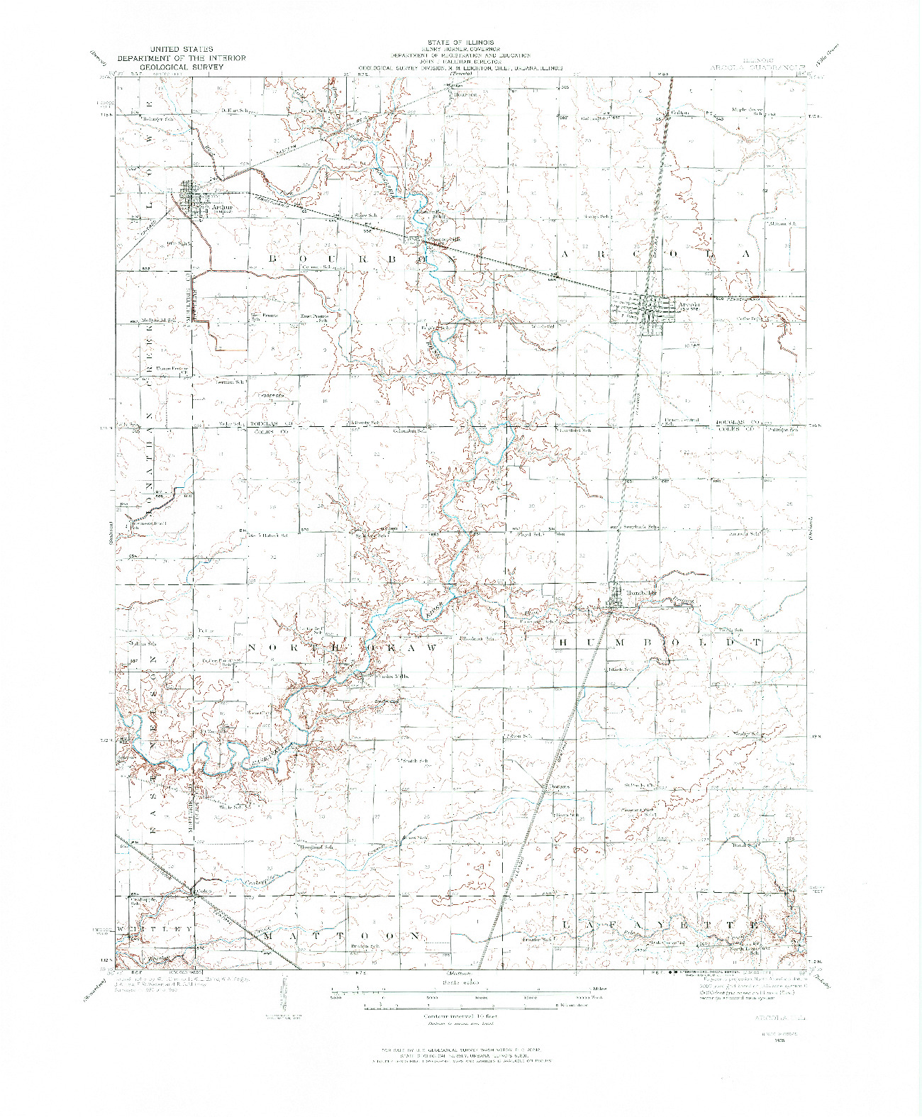 USGS 1:62500-SCALE QUADRANGLE FOR ARCOLA, IL 1935