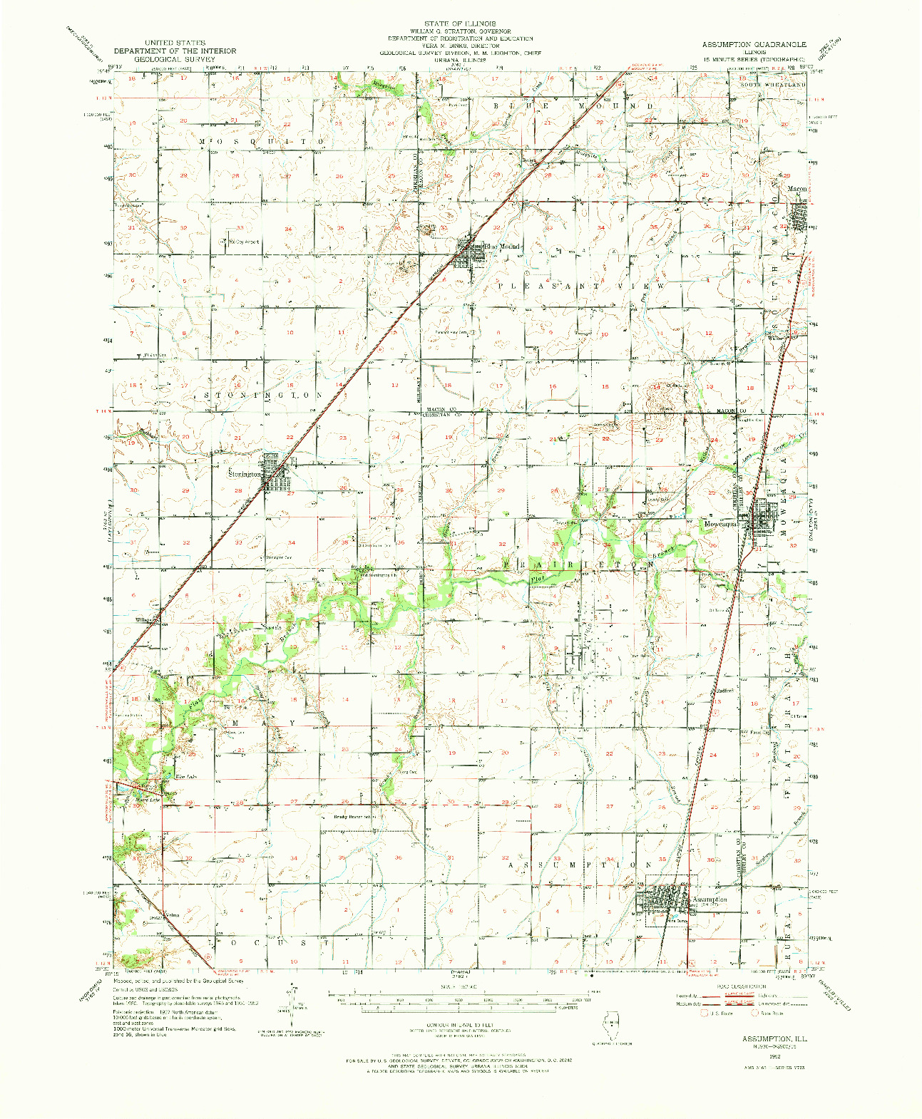USGS 1:62500-SCALE QUADRANGLE FOR ASSUMPTION, IL 1952