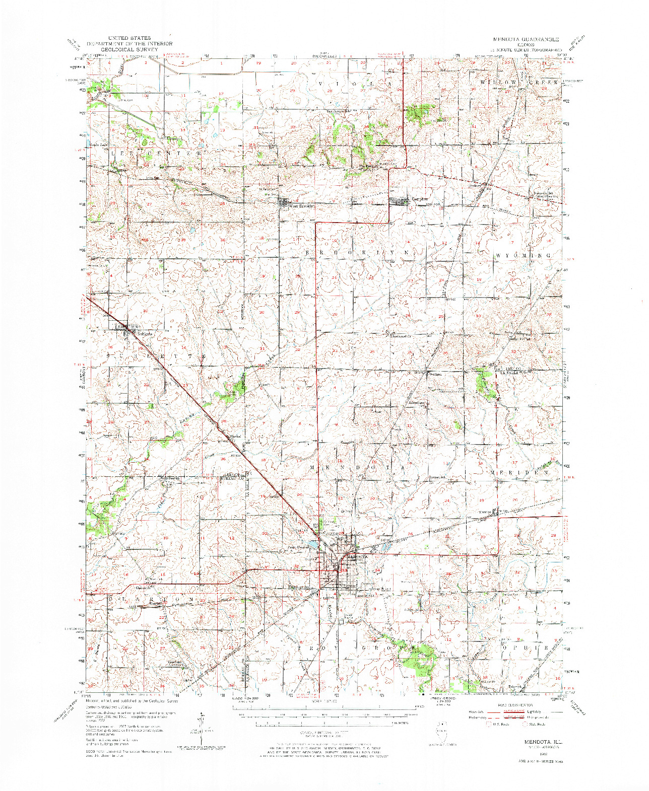 USGS 1:62500-SCALE QUADRANGLE FOR MENDOTA, IL 1952