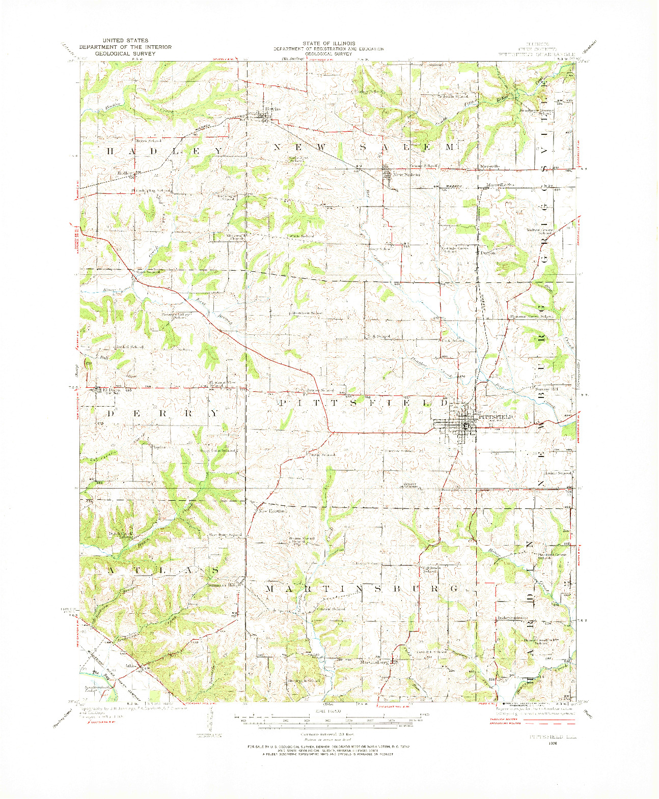 USGS 1:62500-SCALE QUADRANGLE FOR PITTSFIELD, IL 1926