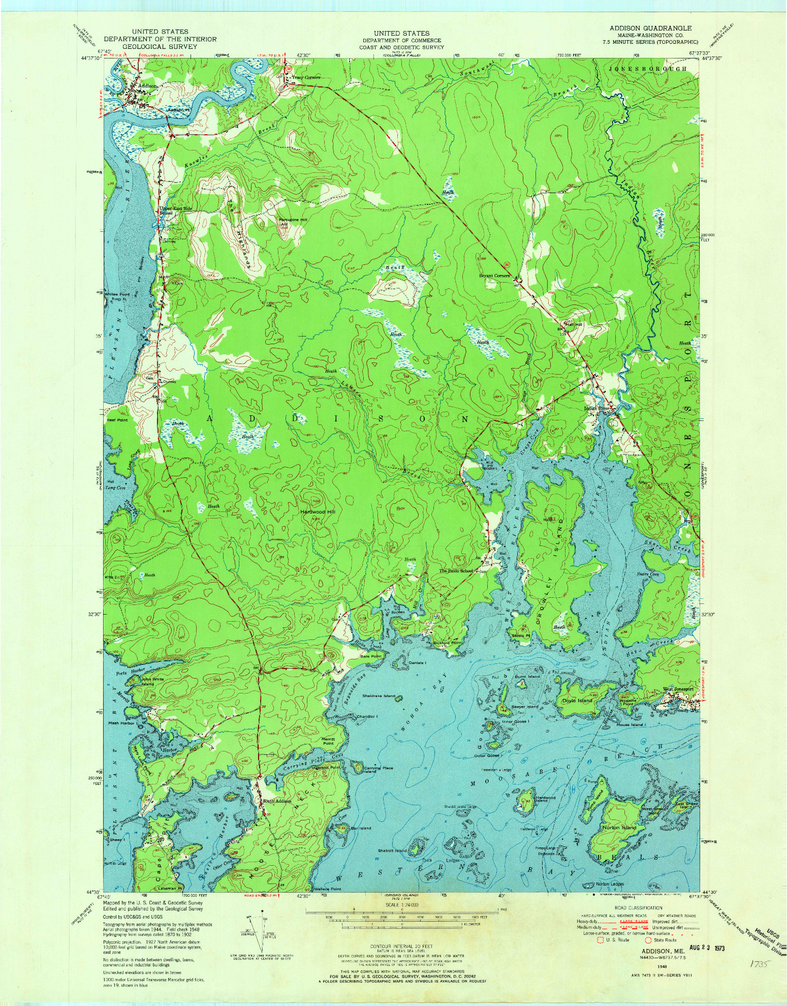 USGS 1:24000-SCALE QUADRANGLE FOR ADDISON, ME 1948