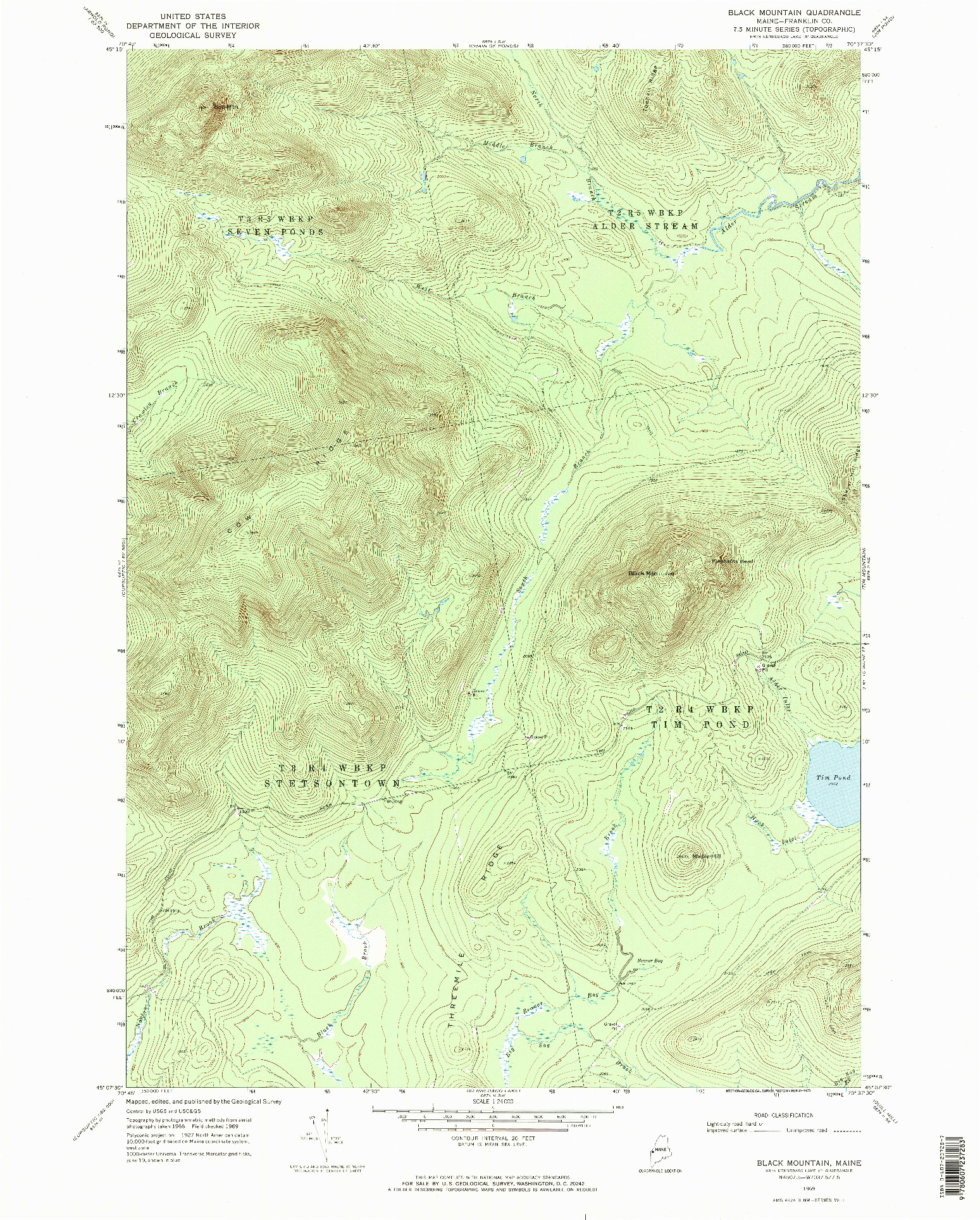 USGS 1:24000-SCALE QUADRANGLE FOR BLACK MOUNTAIN, ME 1969