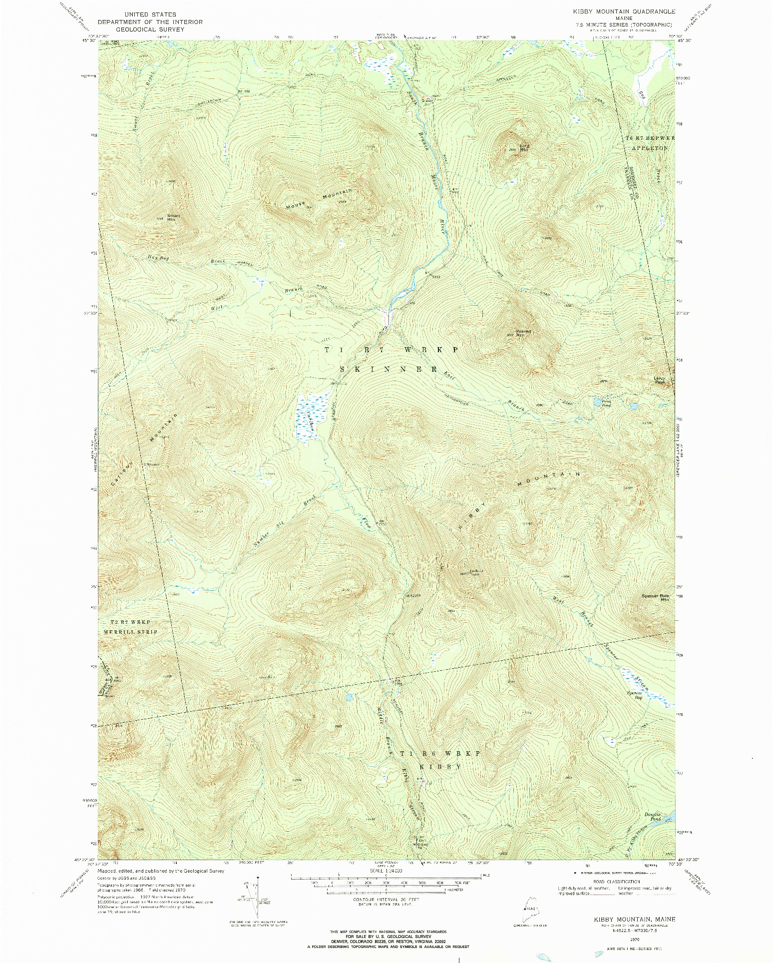 USGS 1:24000-SCALE QUADRANGLE FOR KIBBY MOUNTAIN, ME 1970