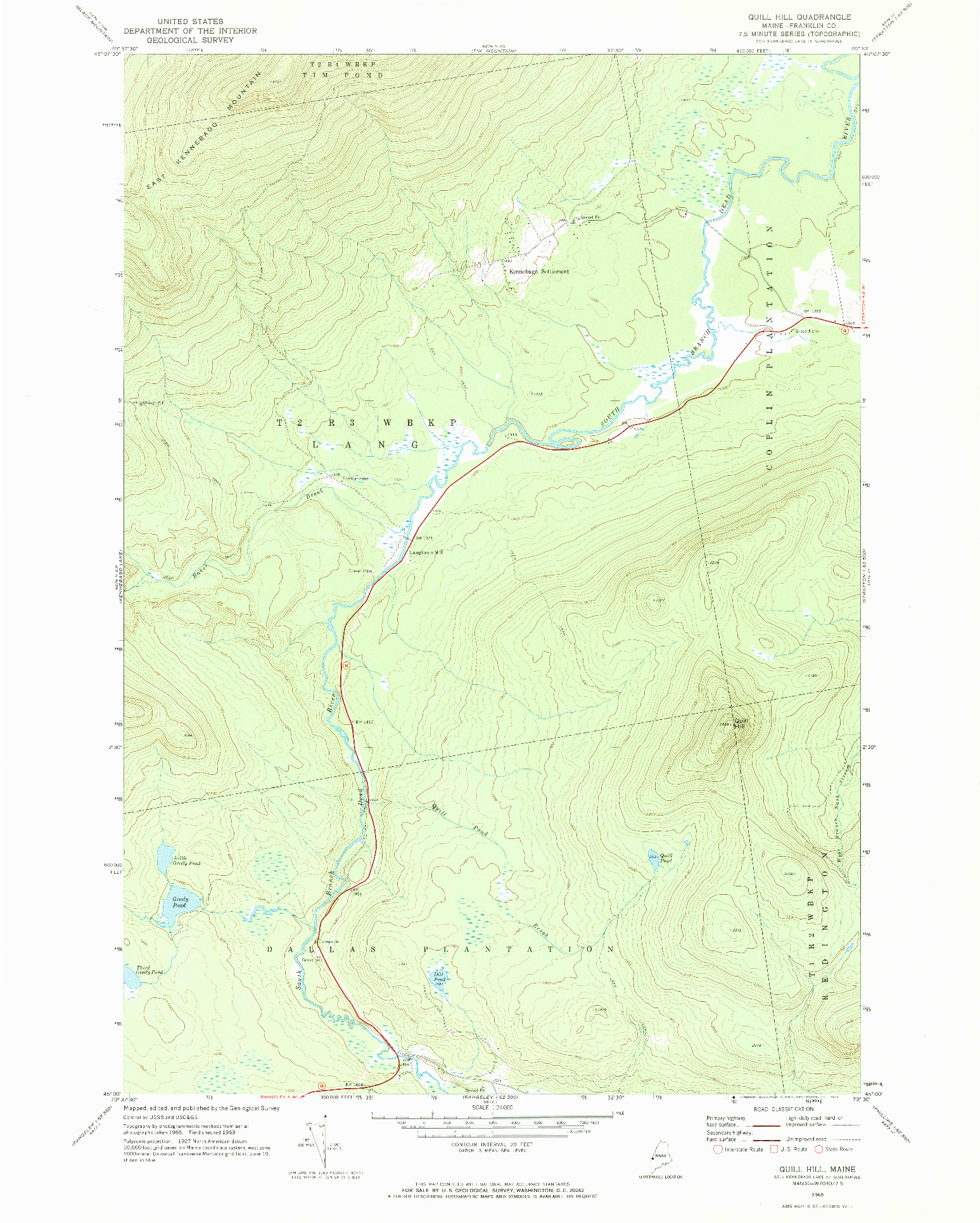 USGS 1:24000-SCALE QUADRANGLE FOR QUILL HILL, ME 1969