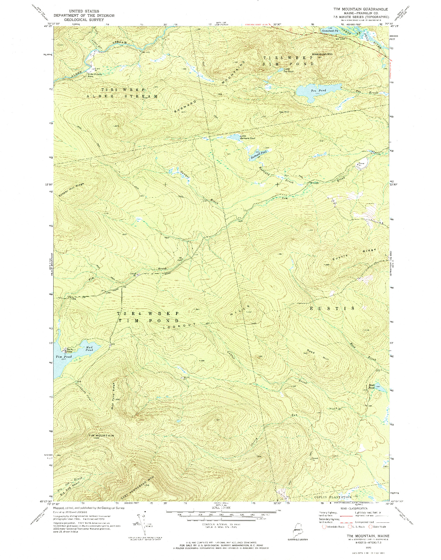 USGS 1:24000-SCALE QUADRANGLE FOR TIM MOUNTAIN, ME 1970