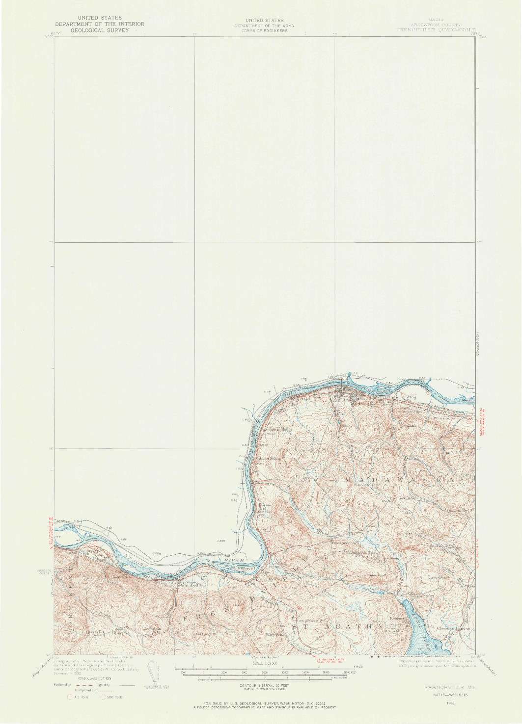 USGS 1:62500-SCALE QUADRANGLE FOR FRENCHVILLE, ME 1932