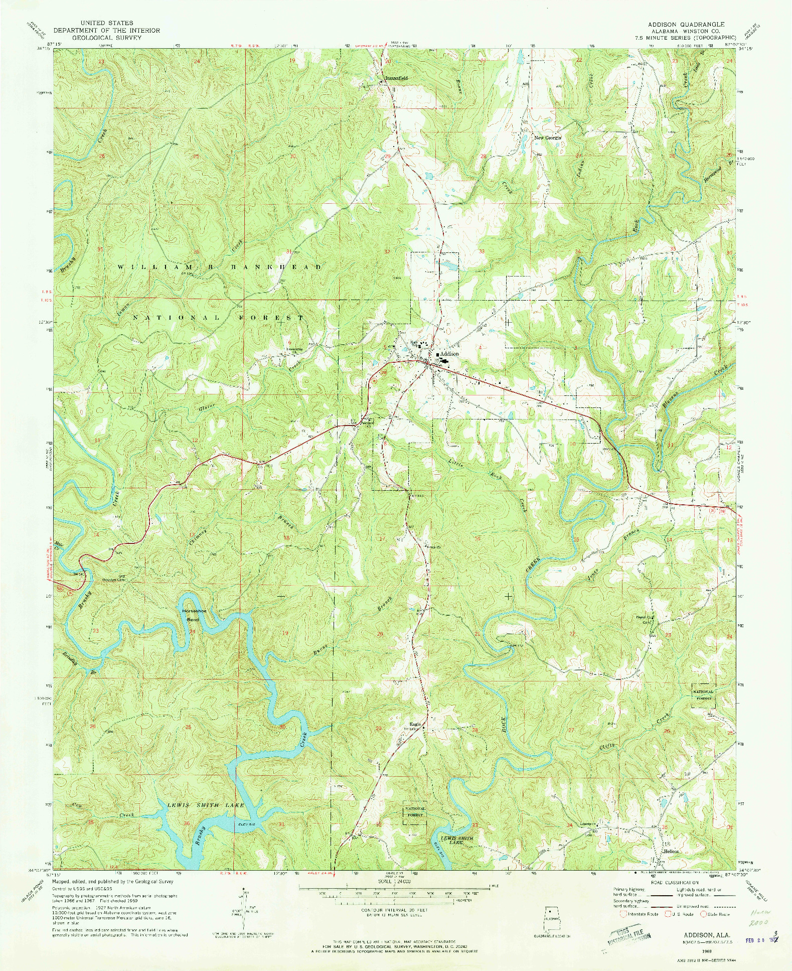 USGS 1:24000-SCALE QUADRANGLE FOR ADDISON, AL 1969