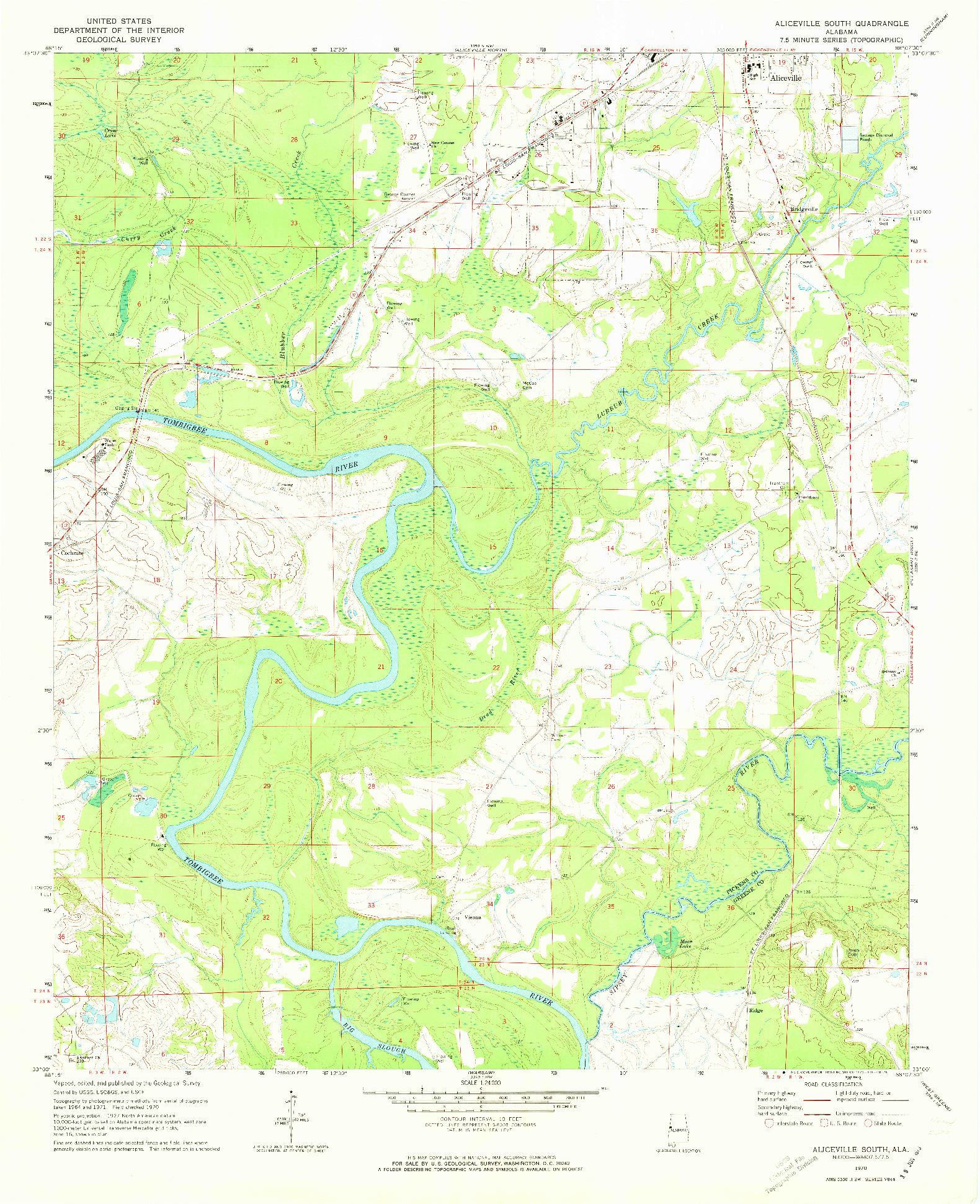 USGS 1:24000-SCALE QUADRANGLE FOR ALICEVILLE SOUTH, AL 1970